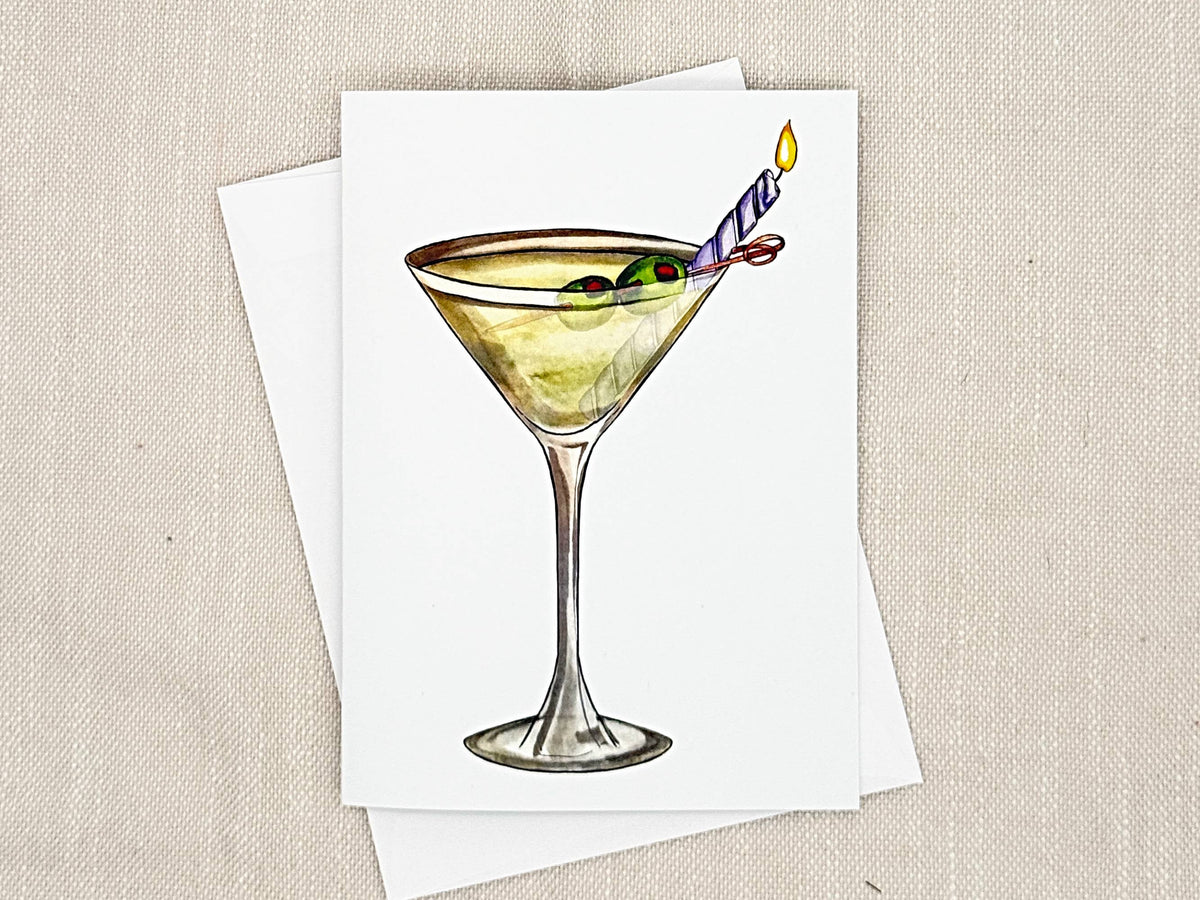 Martini birthday card by Miss Hairbrush – front