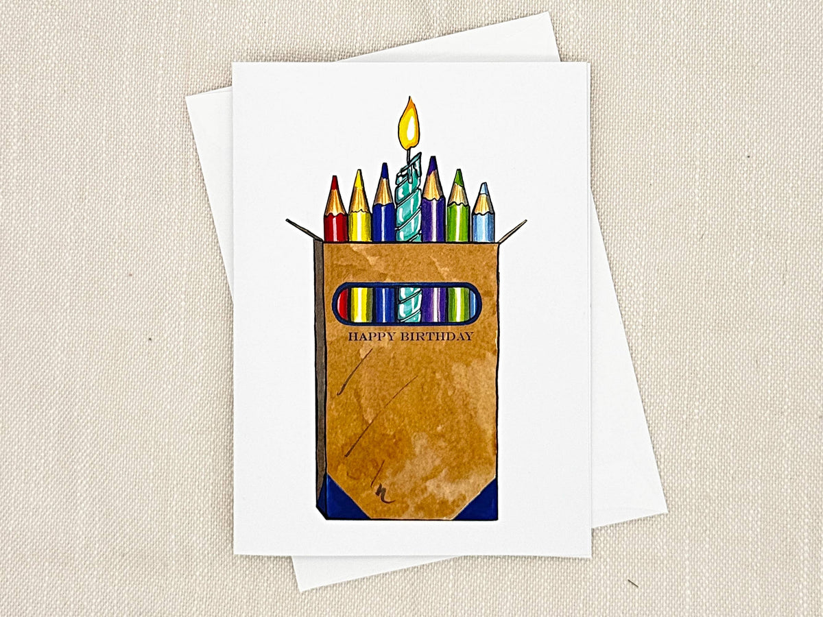Artist Colored Pencils birthday card by Miss Hairbrush – front