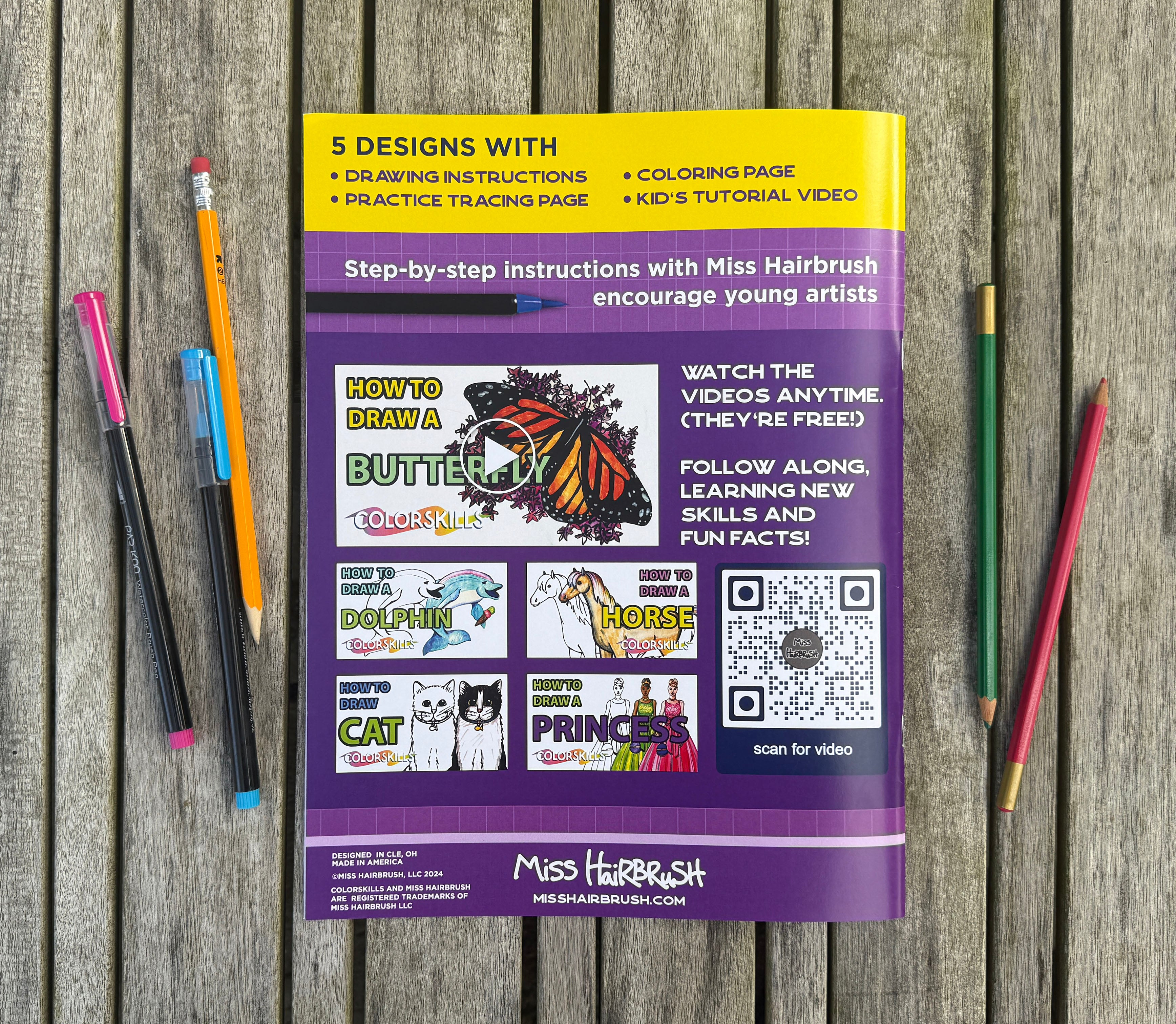 Art Book for Kids with Tutorial Videos - Art Activity - Educational Gift - Quality Screen Time (BUTTERFLY COVER)