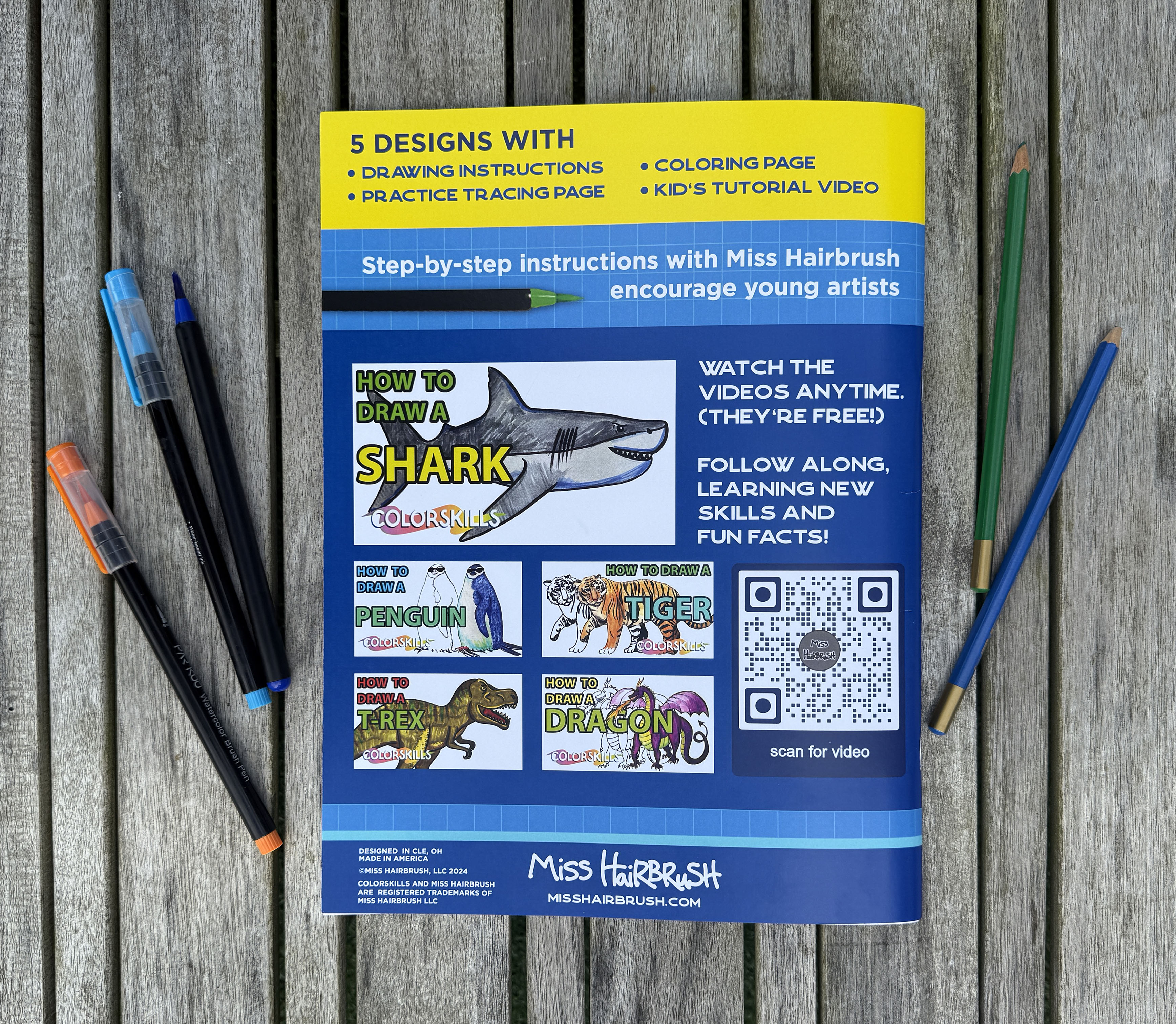 Art Book for Kids with Tutorial Videos - Art Activity - Educational Gift - Quality Screen Time (SHARK COVER)
