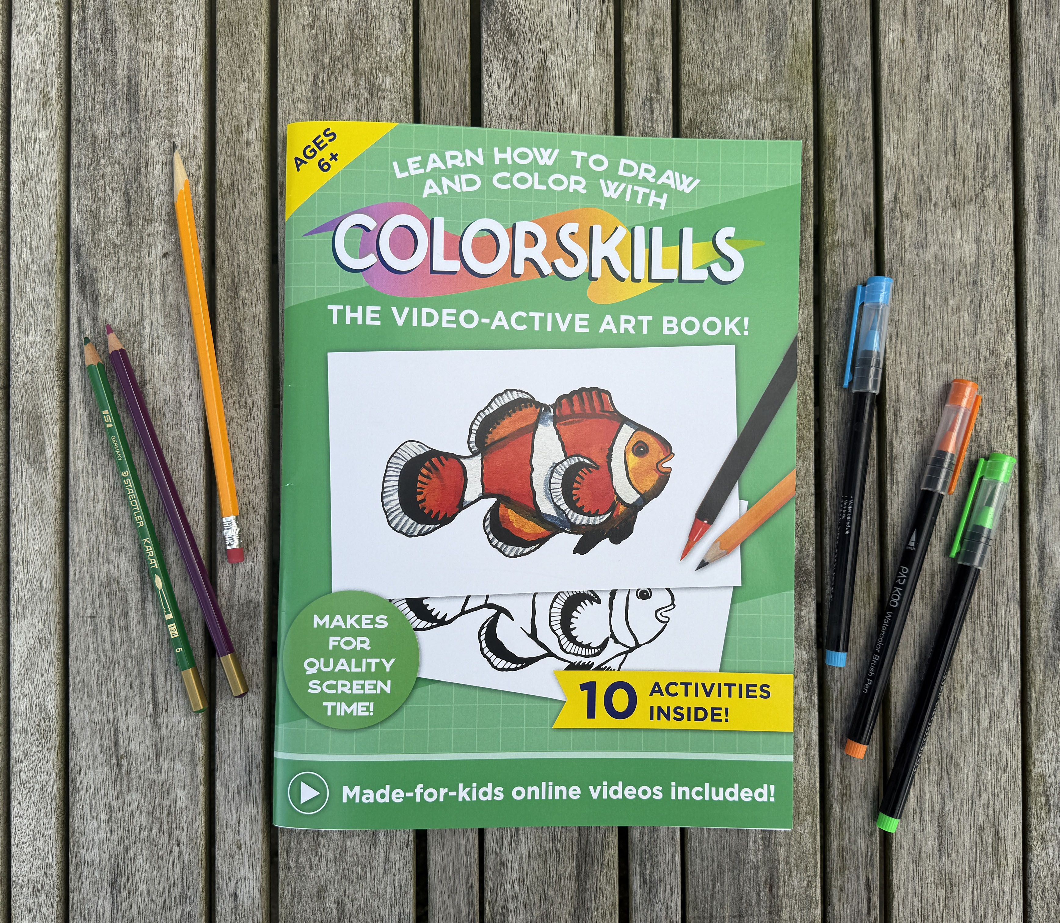 Art Book for Kids with Tutorial Videos - Art Activity - Educational Gift - Quality Screen Time (CLOWN FISH COVER)