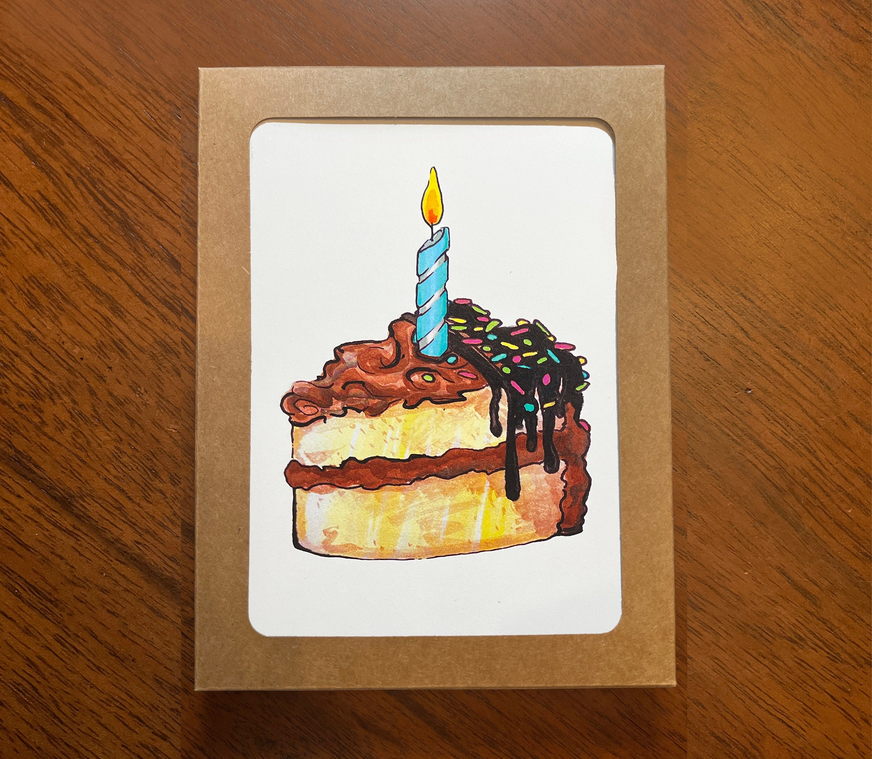 Birthday Cake Card, Chocolate Cake Card, Cake Lover Gift, Dessert Lover Birthday Card, Sweet Tooth Gift, Cute Birthday Card