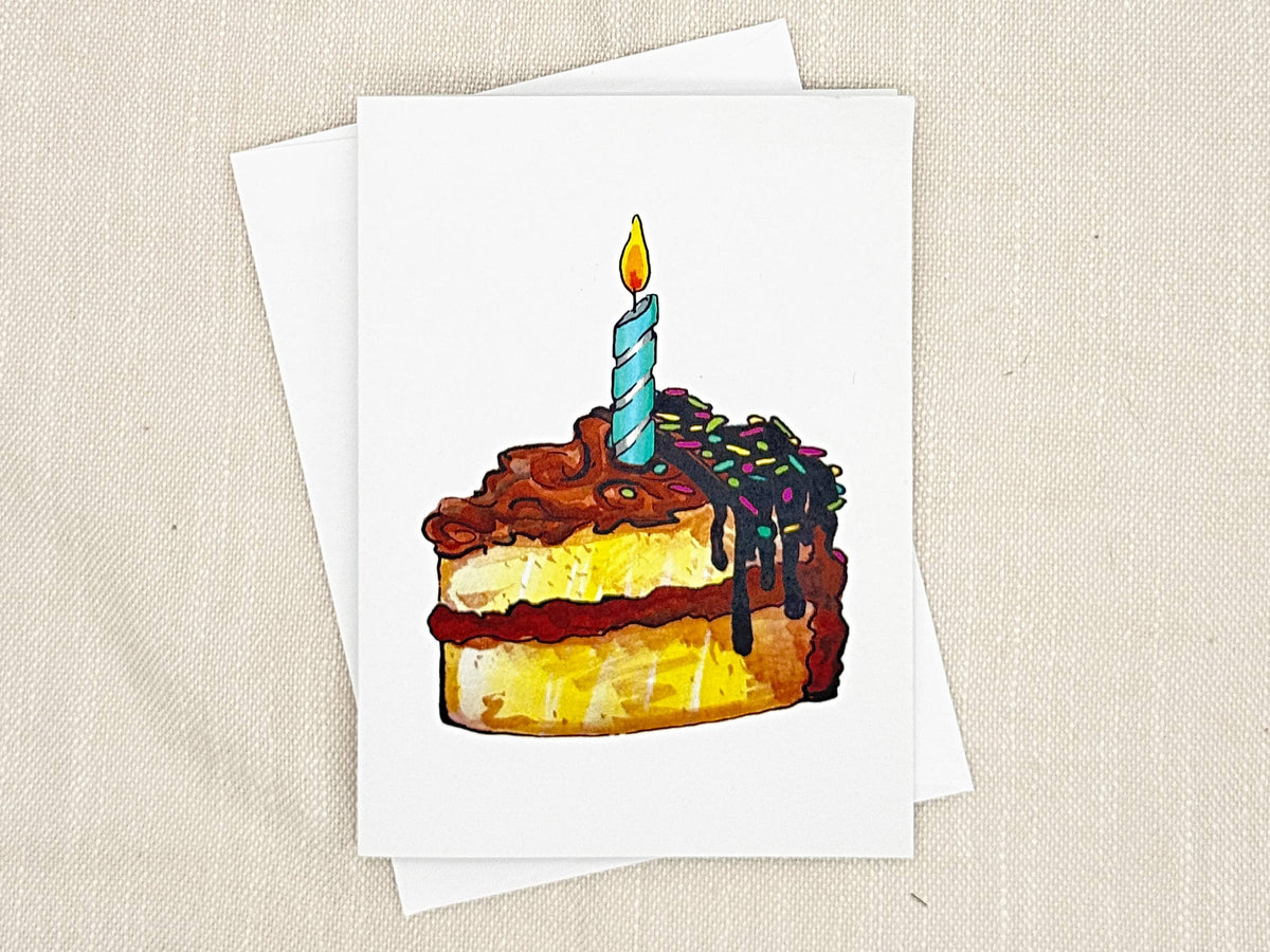 Chocolate Cake birthday card by Miss Hairbrush – front