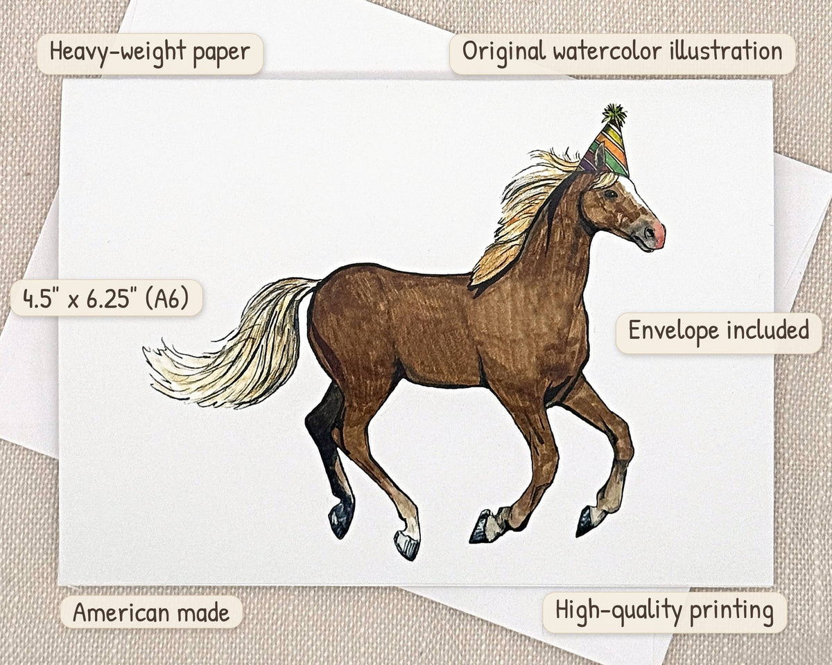 Horse birthday card by Miss Hairbrush – details