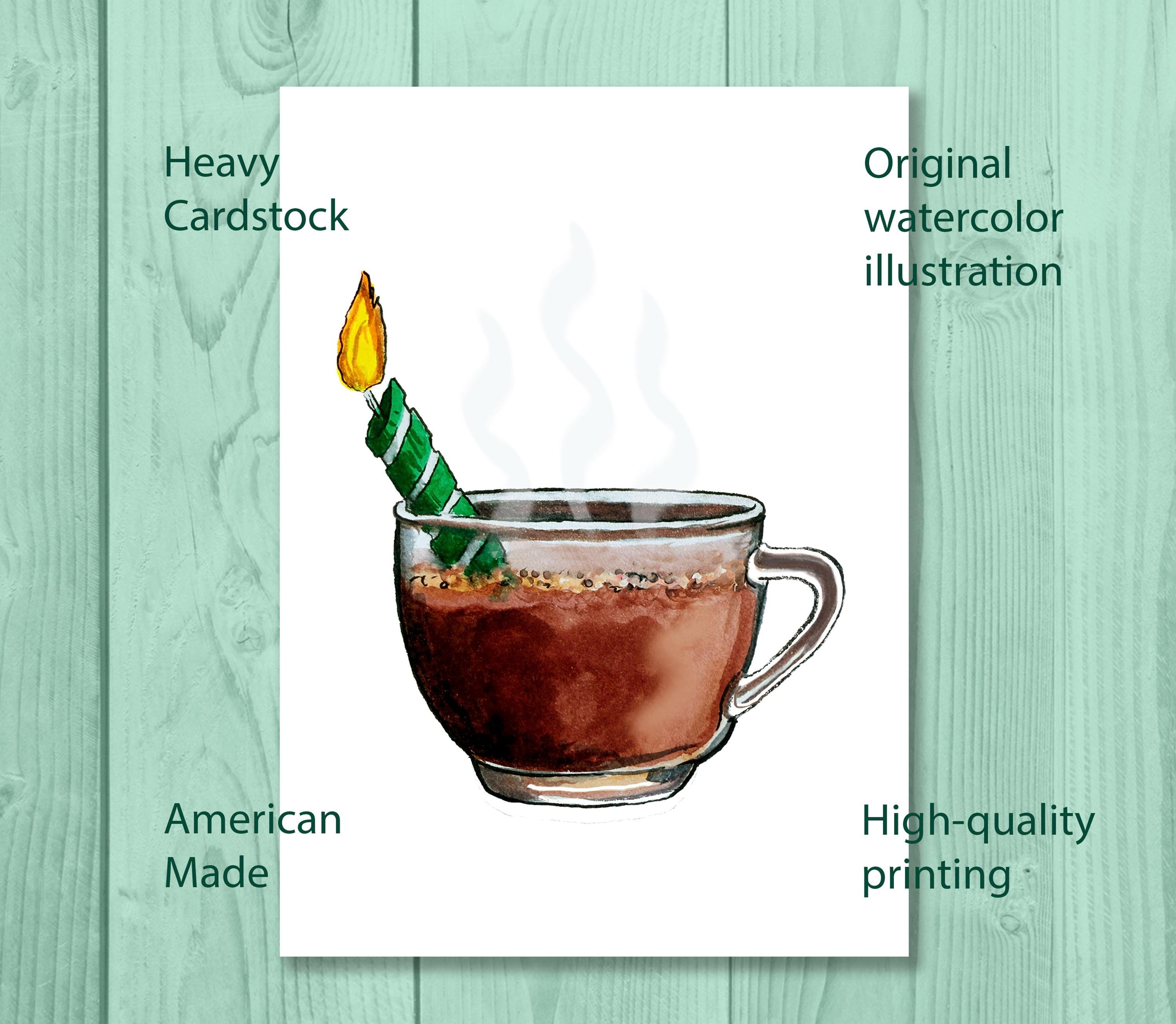 Coffee Cup Birthday Card - Coffee Lover's Birthday - Birthday Card Pack for Him or Her - Hand Drawn Watercolor Birthday Cards
