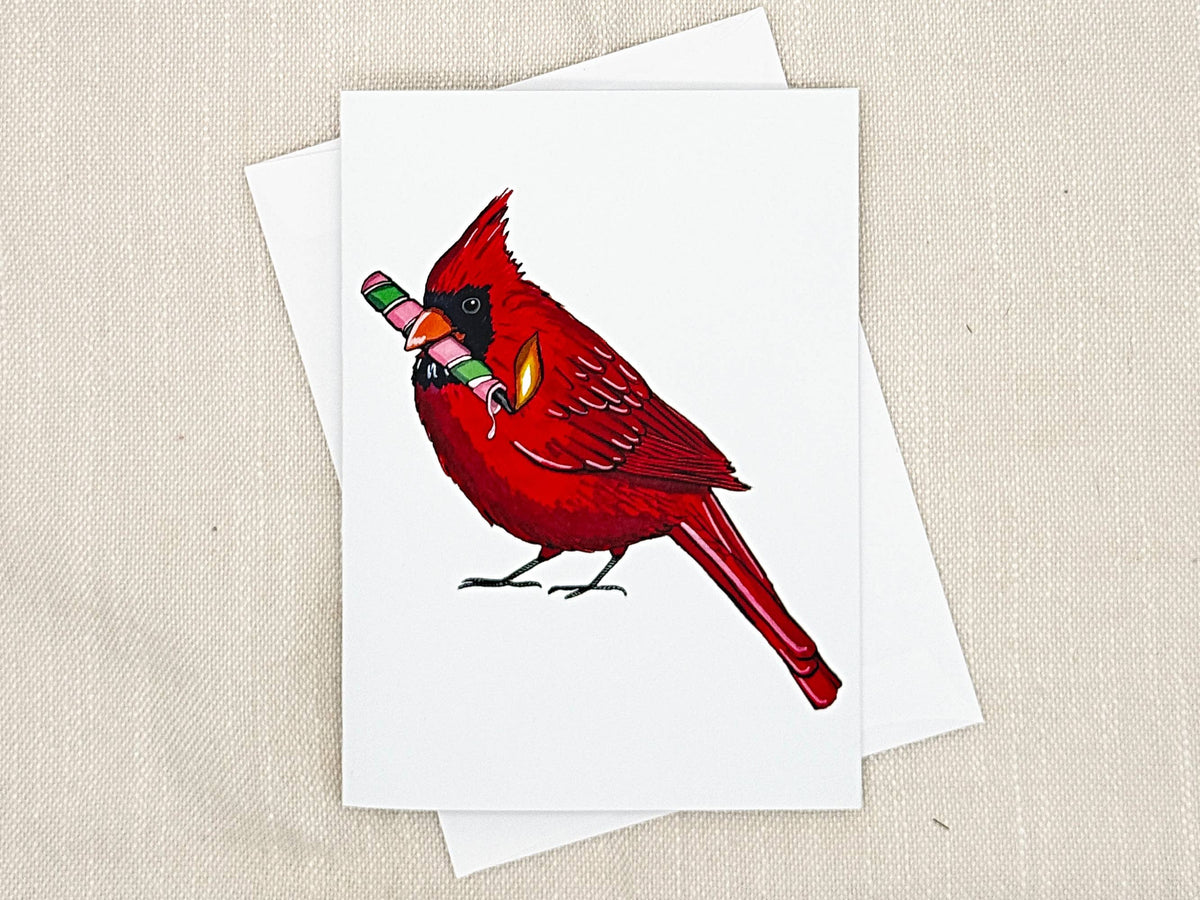 Red Cardinal birthday card by Miss Hairbrush – front