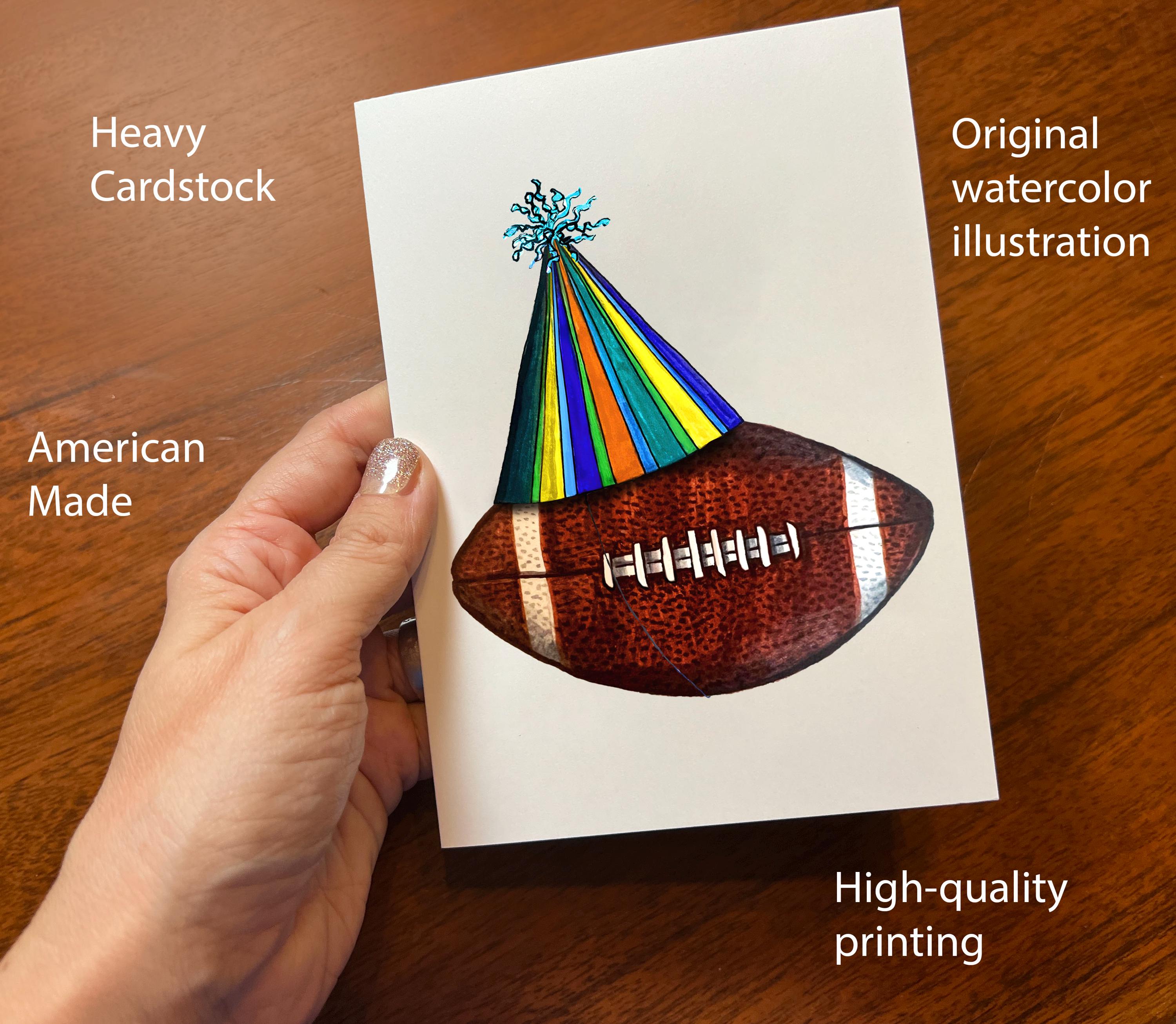 Football - Card Pack - Birthday Card Pack for Him or Her or kids - Hand Drawn Watercolor Birthday Cards