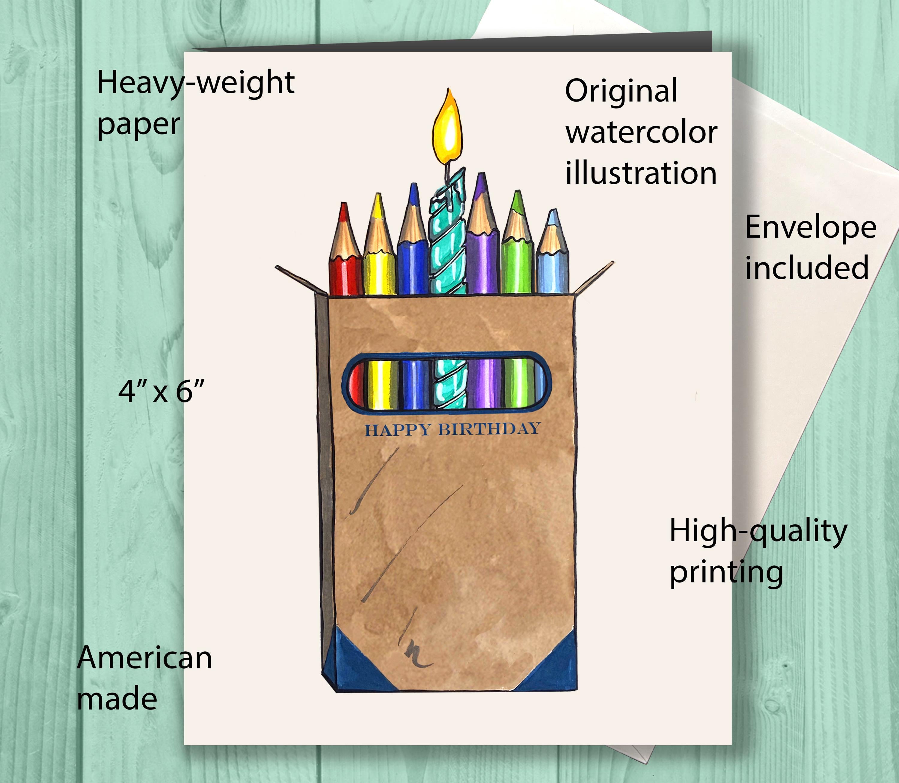 Artist Birthday Card, Art Teacher Birthday Card, Colored Pencil Birthday Card, Birthday Card for Artist, Art Lover Gift, Creative Birthday