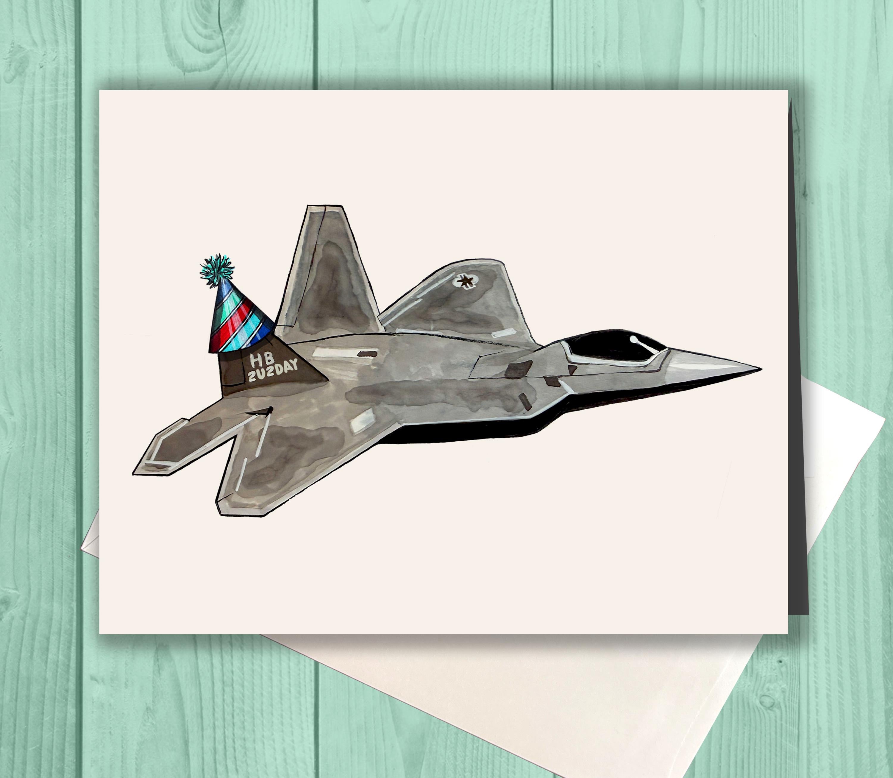 F-22 Raptor Birthday Card, Air Force Birthday Card, Fighter Jet Card, Pilot Gift, Jet Lover Birthday Card, Airplane Enthusiast Gift