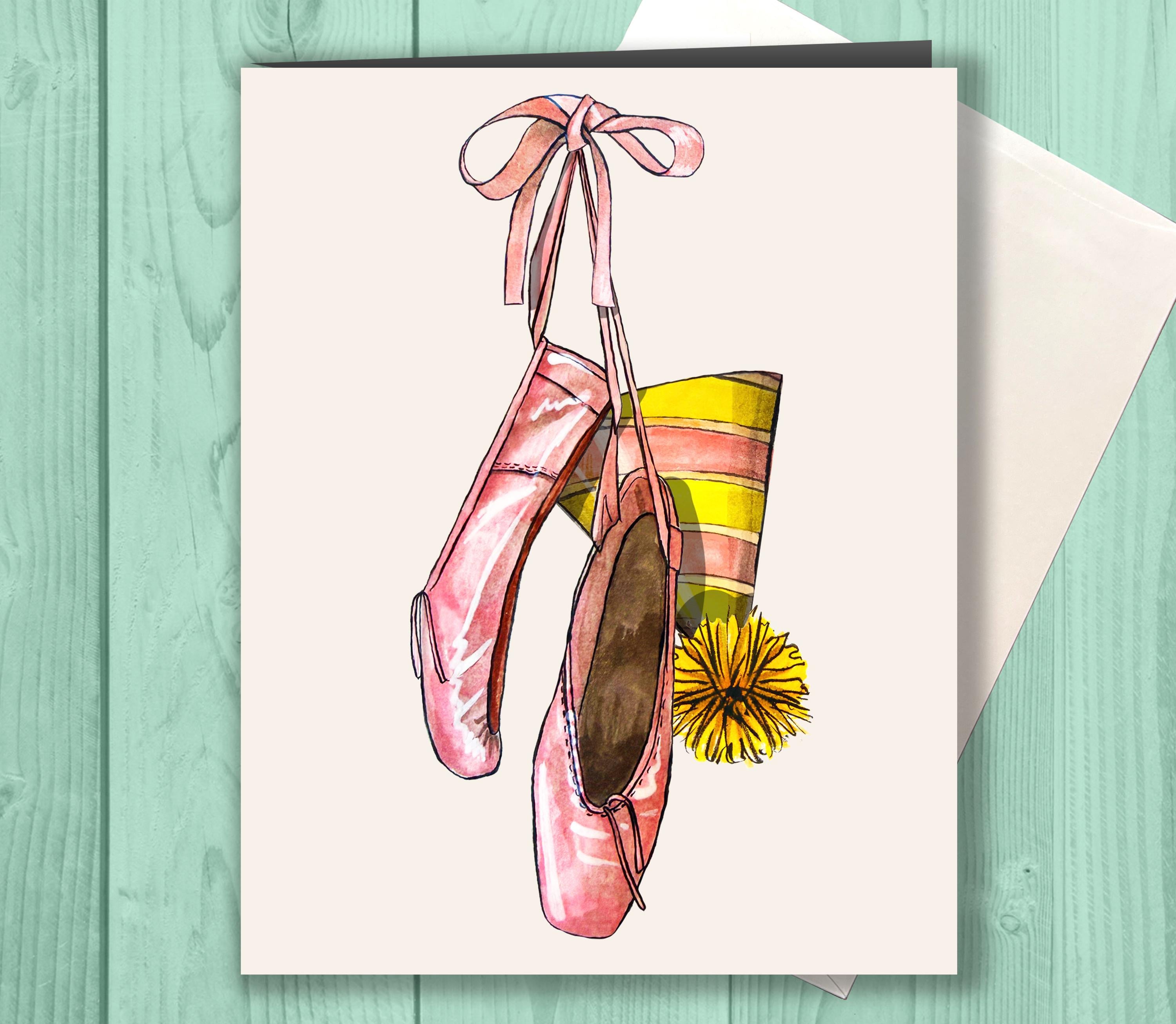 Ballet Birthday Card, Ballerina Birthday Card, Dance Lover Gift, Ballet Shoes Card, Dancer Birthday Card, Cute Dance Birthday Card