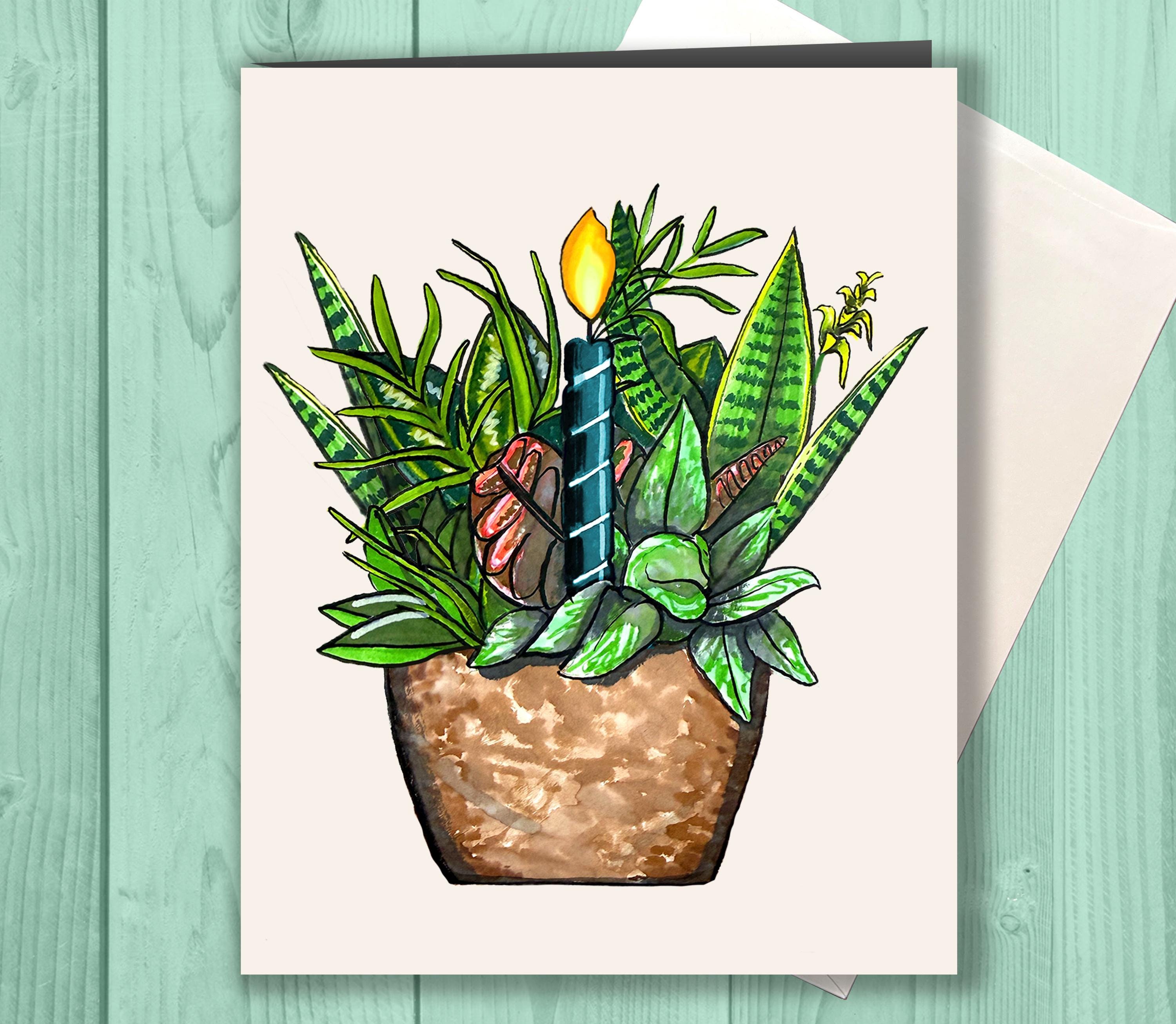 Plant Birthday Card, Houseplant Lover Gift, Plant Mom Birthday Card, Houseplant Birthday Card, Plant Lover Gift, Botanical Card