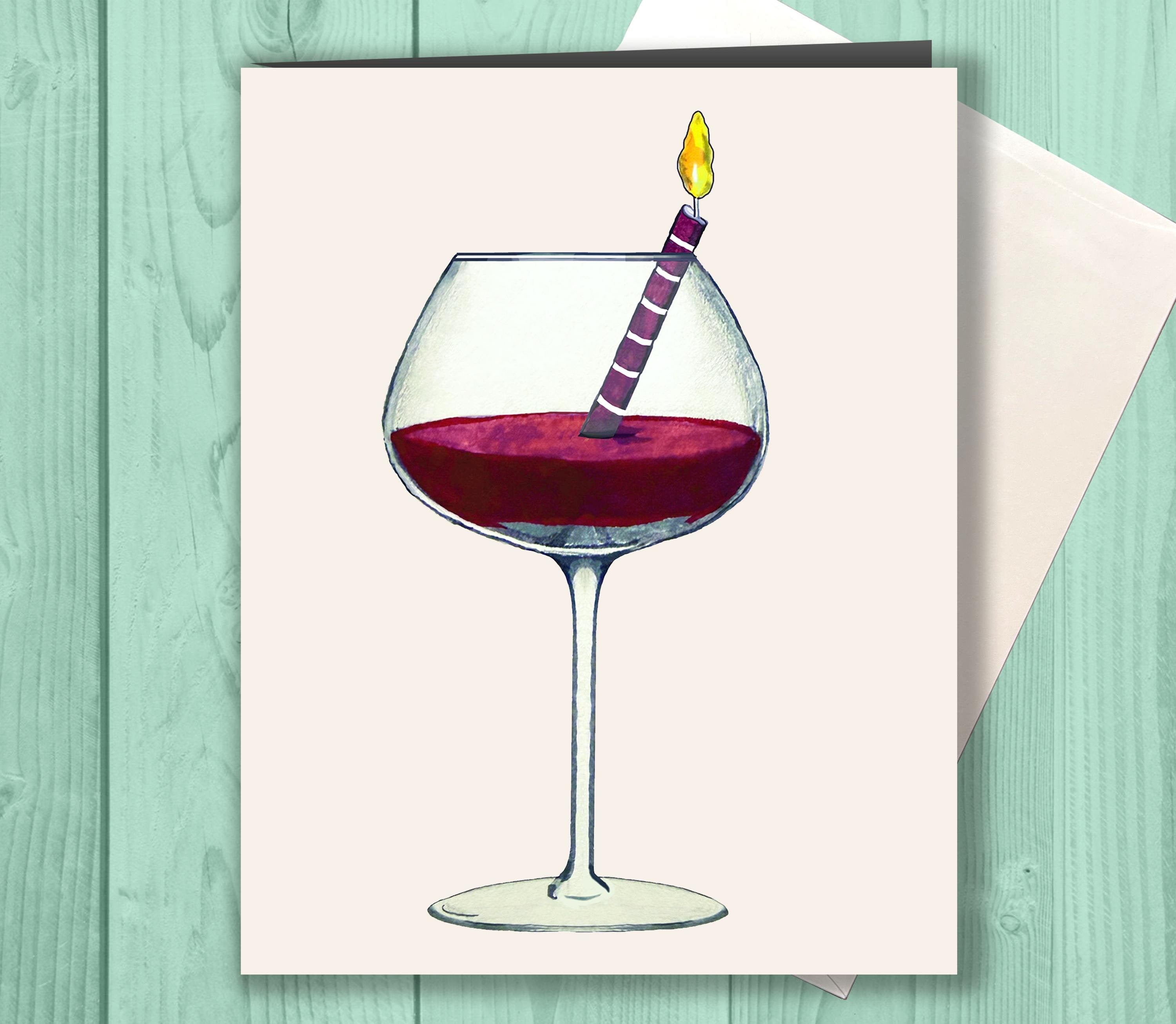 Wine Birthday Card, Wine Lover Gift, Wine Enthusiast Birthday Card, Red Wine Card, Wine Drinking Gift, Funny Birthday Card