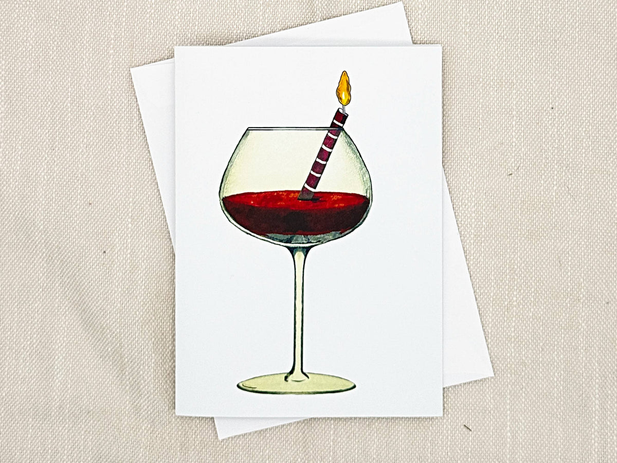 Wine birthday card by Miss Hairbrush – front