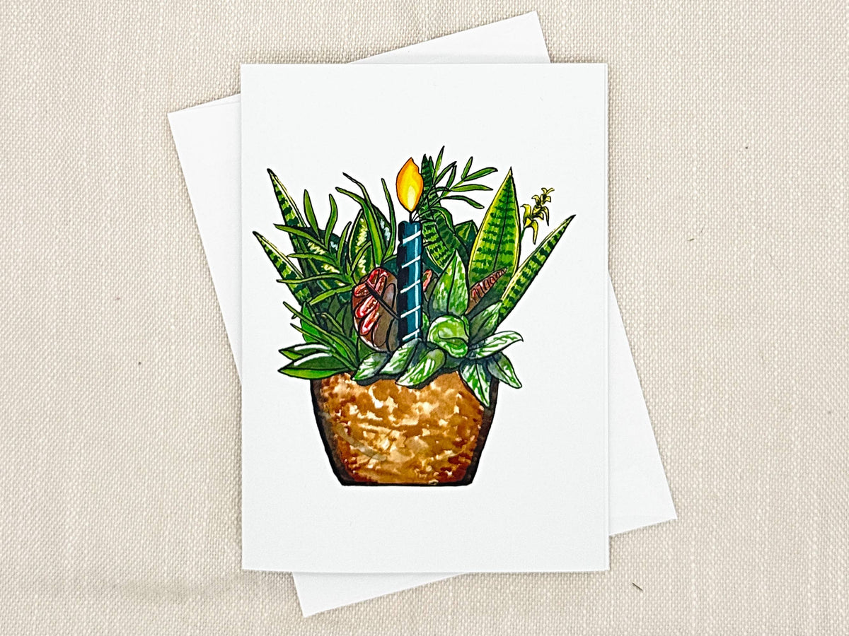 Houseplant birthday card by Miss Hairbrush – front