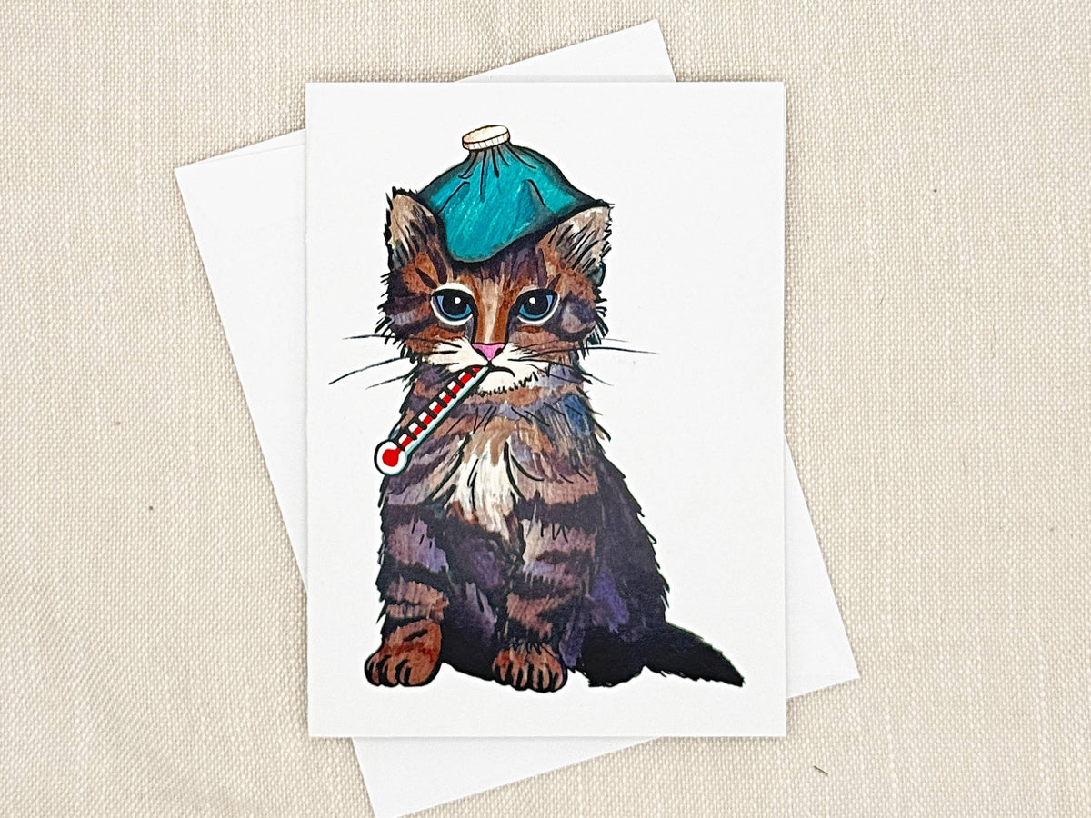 Cat Get Well card by Miss Hairbrush – front