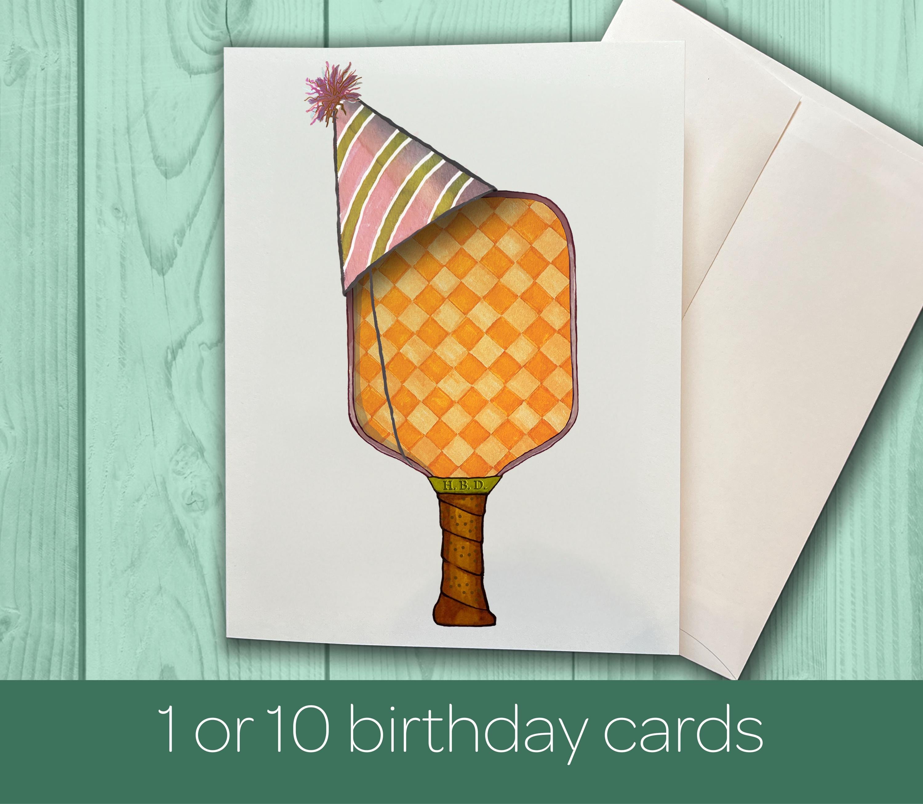 Pickleball Birthday Card - Pickleball Lover's Birthday - Birthday Card Pack for Her - Hand Drawn Watercolor Birthday Cards
