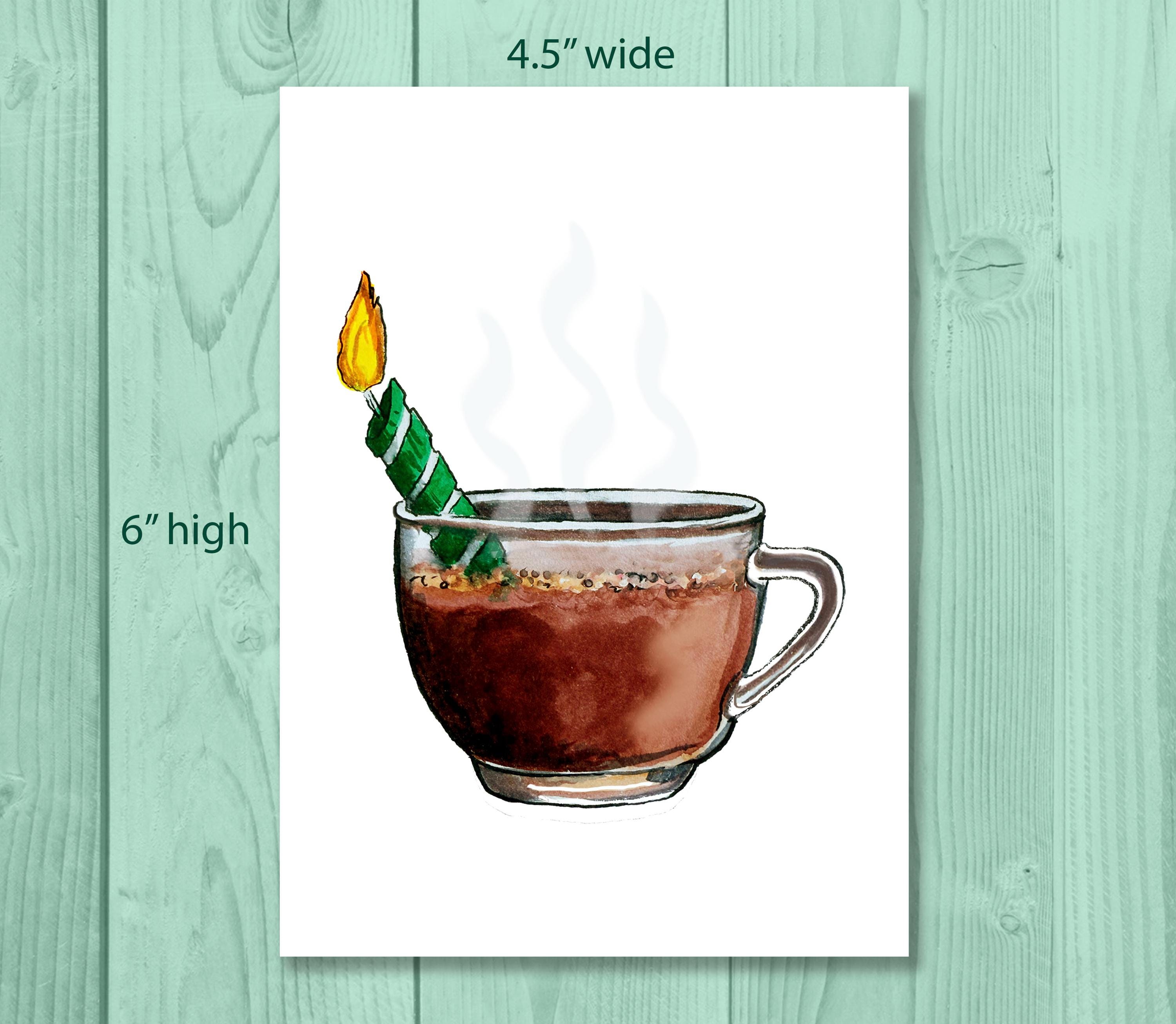 Coffee Cup Birthday Card - Coffee Lover's Birthday - Birthday Card Pack for Him or Her - Hand Drawn Watercolor Birthday Cards