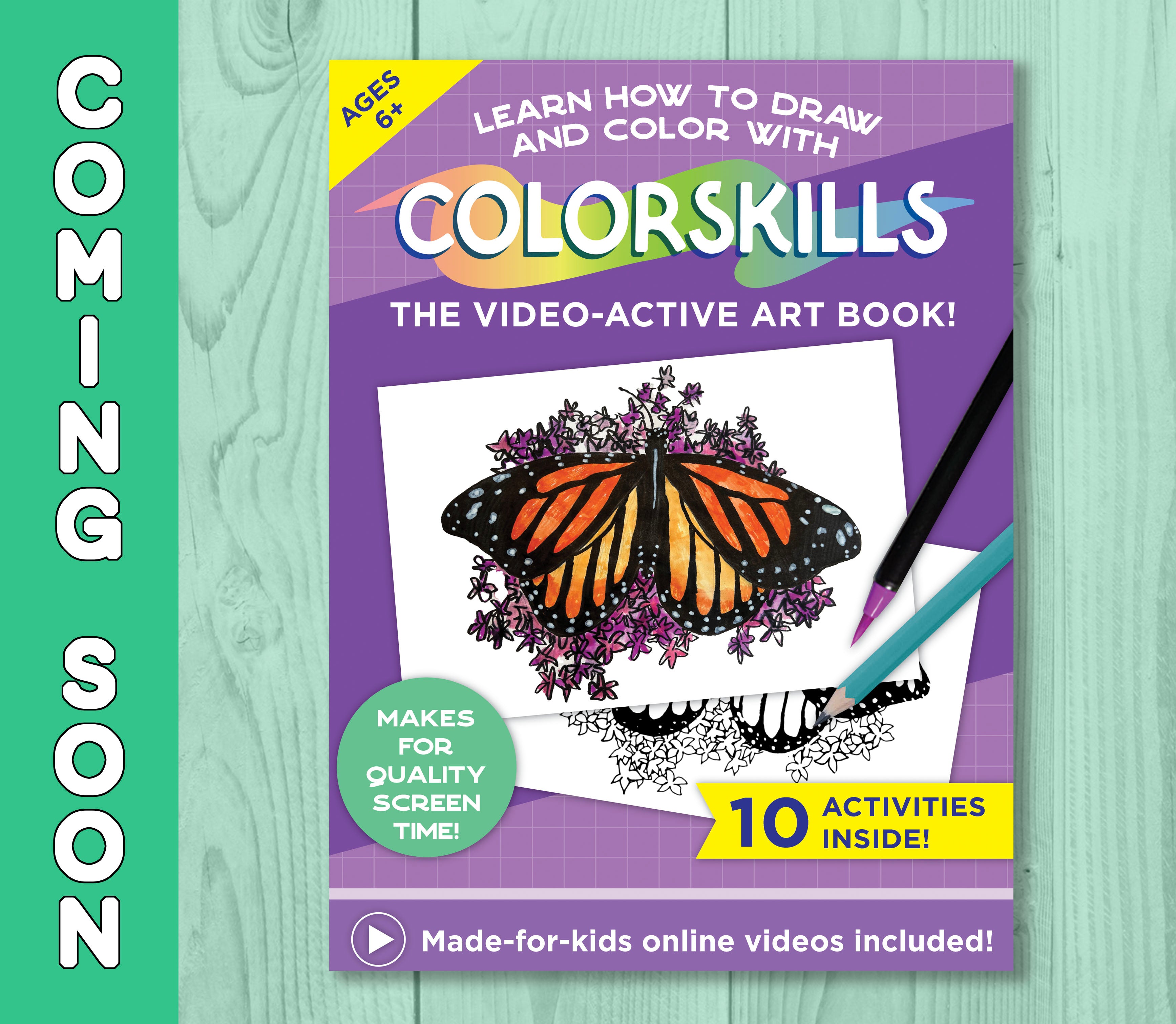 Art Book for Kids with Tutorial Videos - Art Activity - Educational Gift - Quality Screen Time (BUTTERFLY COVER)