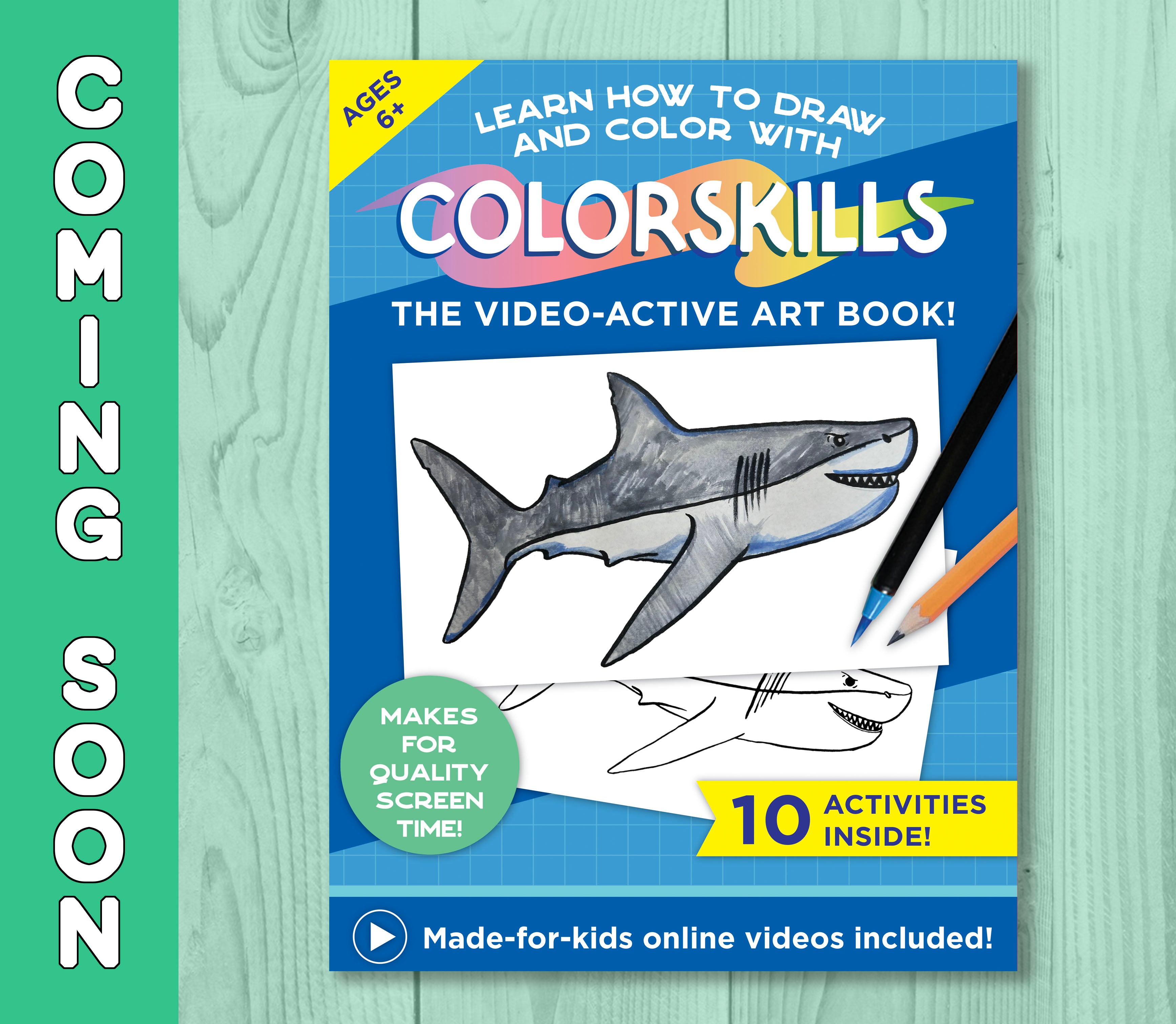 Art Book for Kids with Tutorial Videos - Art Activity - Educational Gift - Quality Screen Time (SHARK COVER)