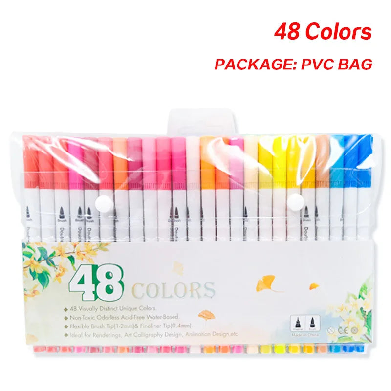 Dual Tip Watercolor Brush Pens