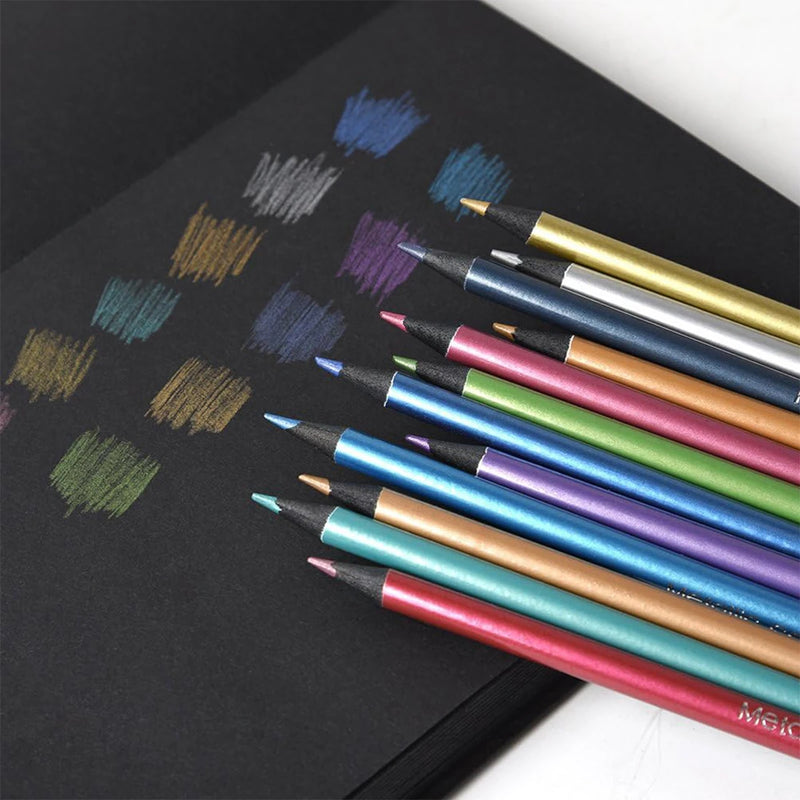 12-Color Metallic Drawing Pencil Set
