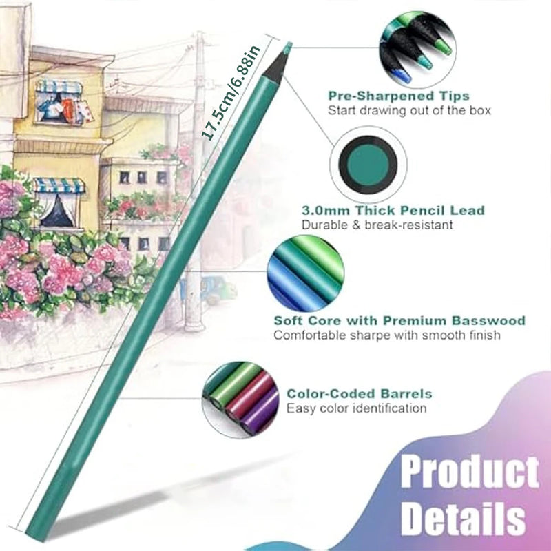 12-Color Metallic Drawing Pencil Set