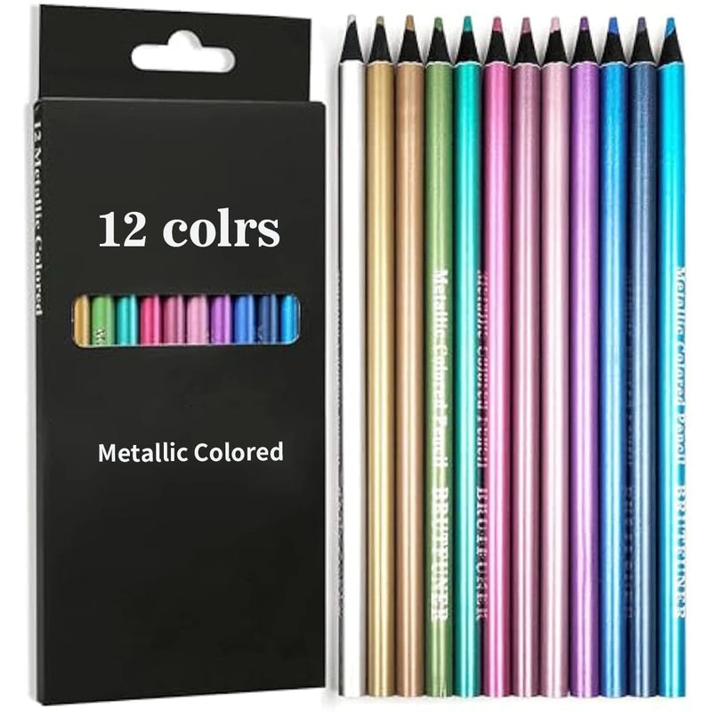 12-Color Metallic Drawing Pencil Set