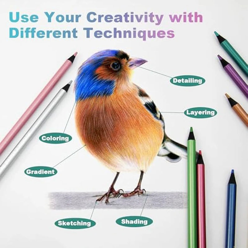 12-Color Metallic Drawing Pencil Set