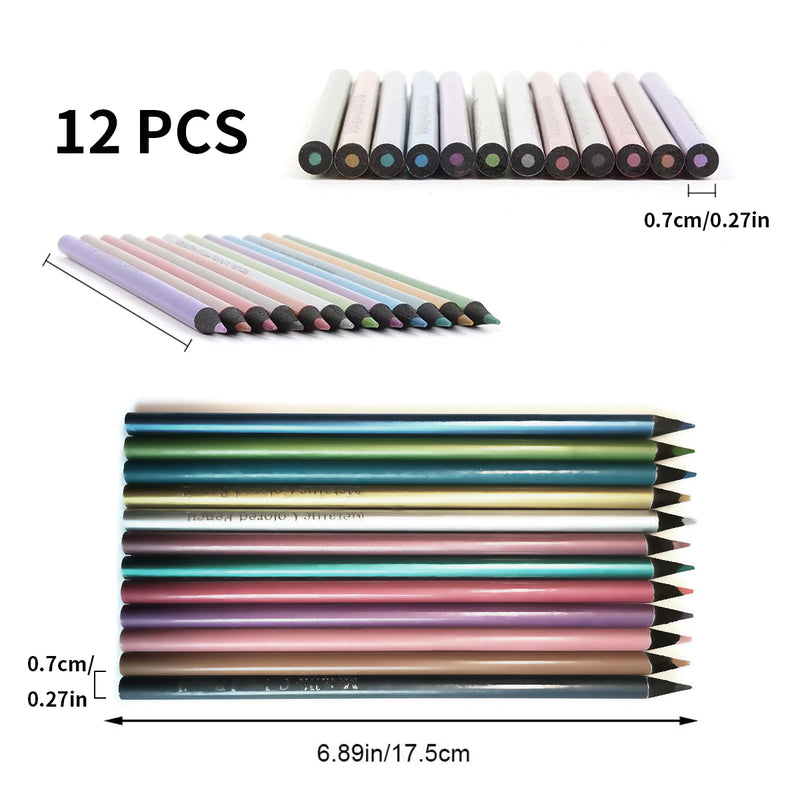 12-Color Metallic Drawing Pencil Set