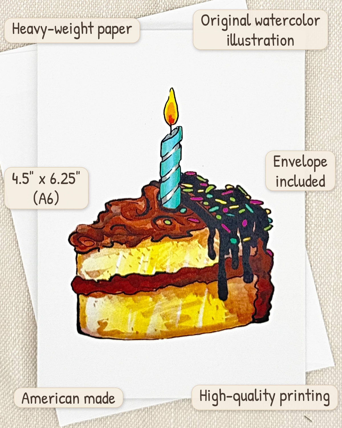 Chocolate Cake birthday card by Miss Hairbrush – details