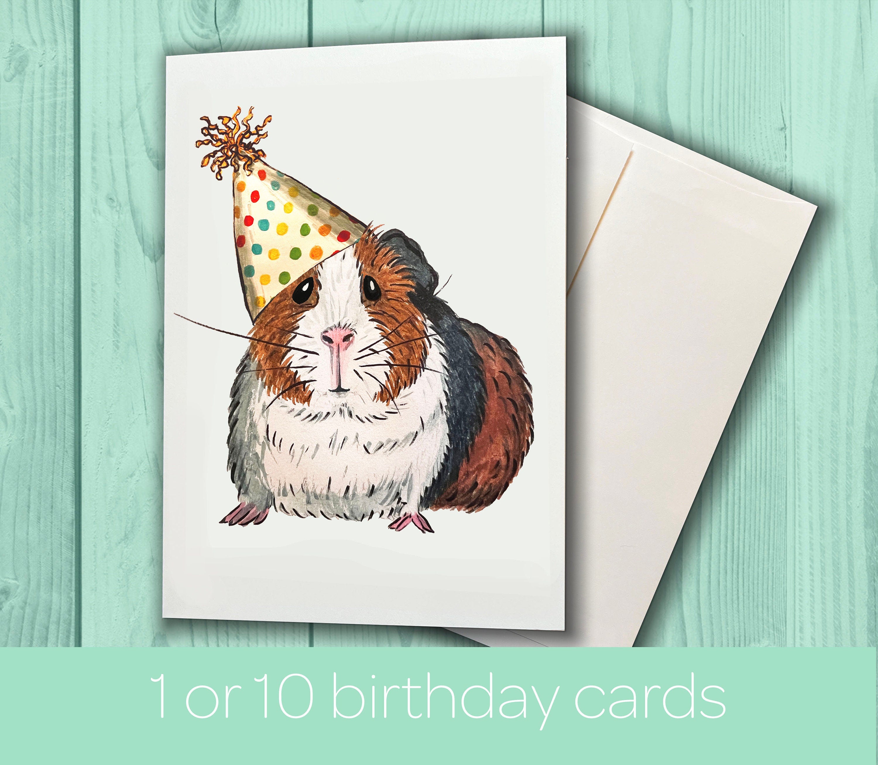 Guinea Pig - Card Pack - Birthday Card Pack for Him or Her or kids - Hand Drawn Watercolor Birthday Cards
