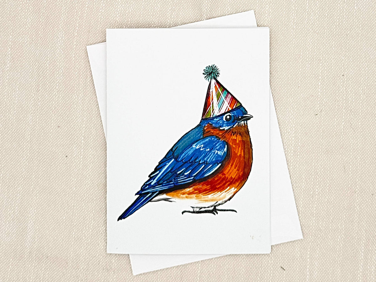 Bluebird birthday card by Miss Hairbrush – front