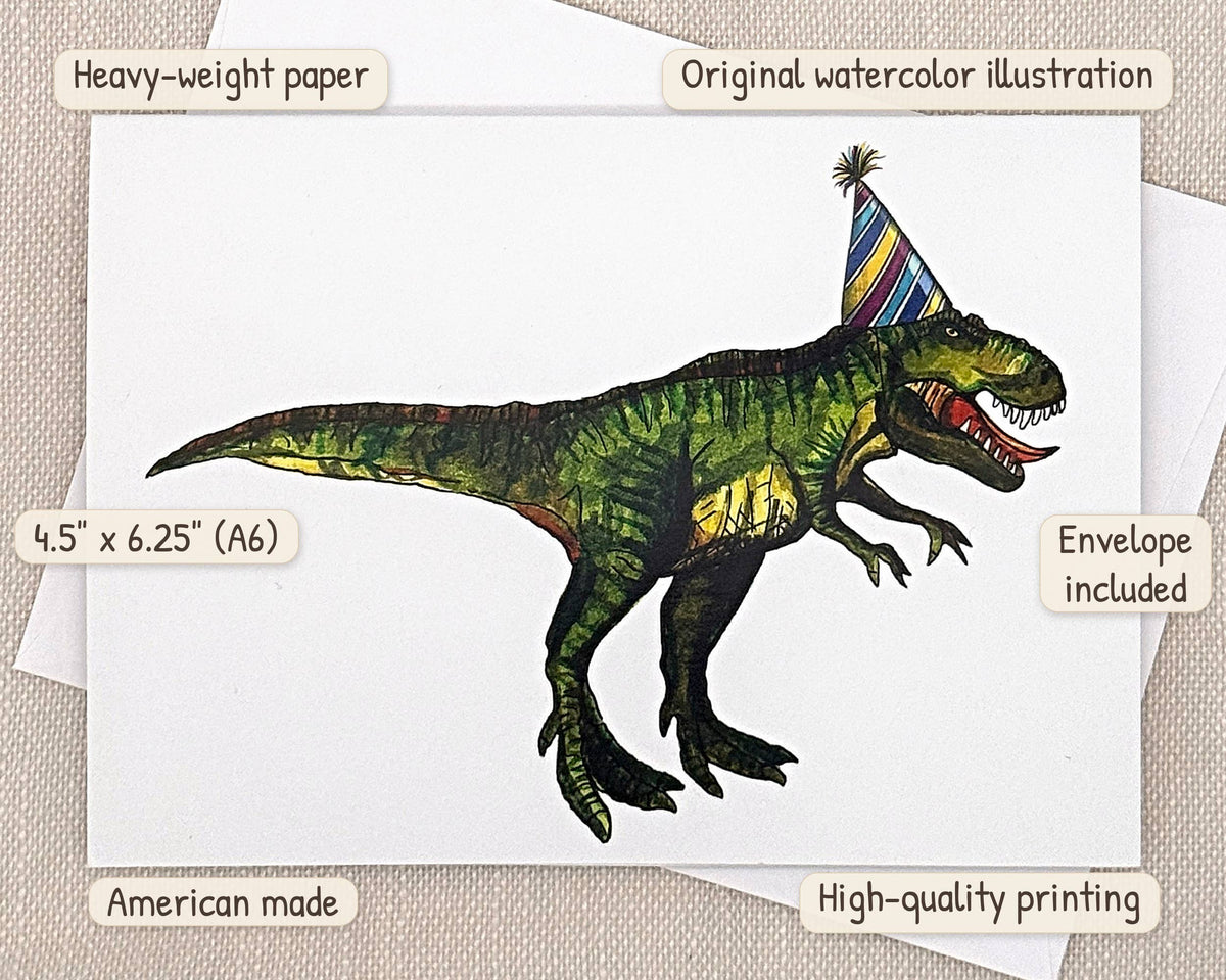 T-Rex birthday card by Miss Hairbrush – details