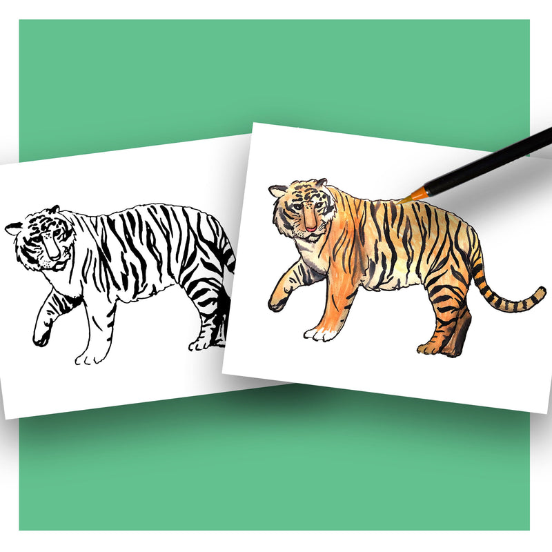 Printable Animal Coloring Pages for Kids, Robot, Tiger, Dog Coloring Sheets, PDF pictures, Color-Along Videos Included