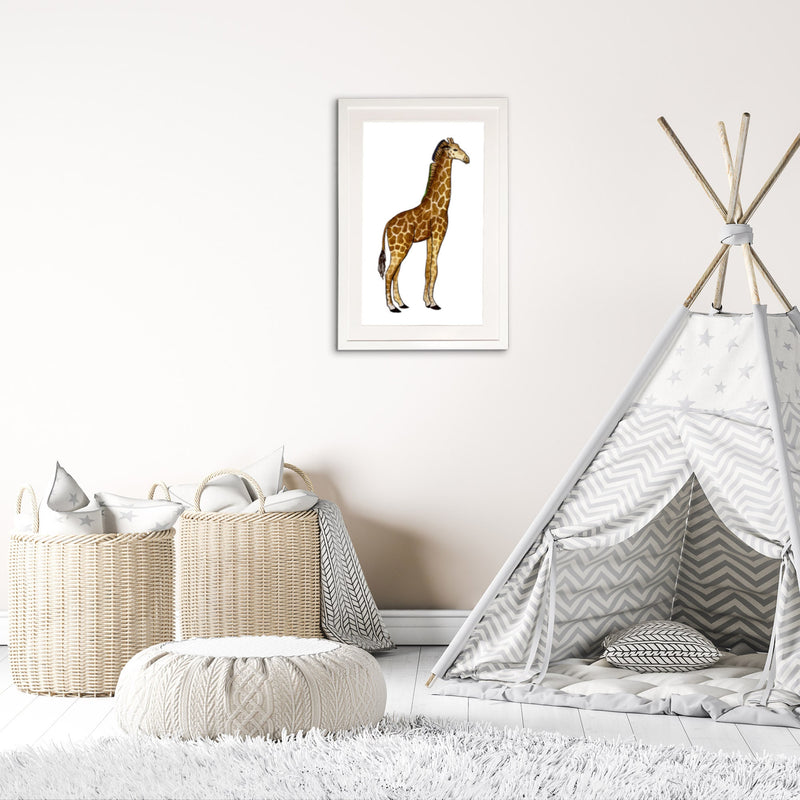 Giraffe Art Print | 9'' X 15'' illustrated watercolor print | Wall decor | Unframed or framed