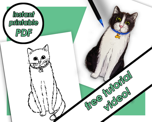 Printable Cat Coloring Page for Kids, Coloring Sheets, PDF pictures, Color-Along Videos Included