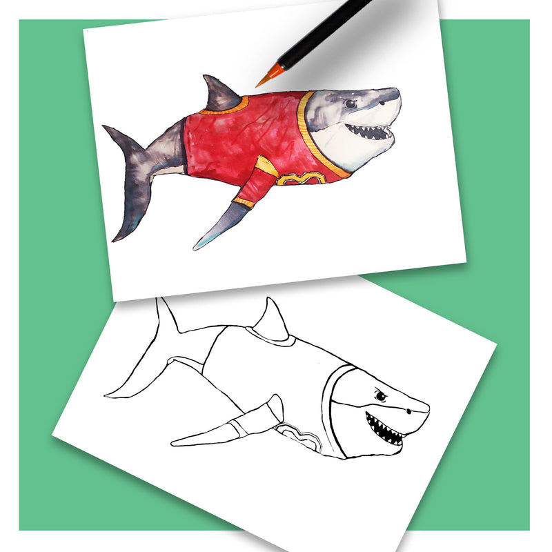 Printable Football Shark Coloring Page for Kids, Coloring Sheets, PDF pictures, Color-Along Videos Included