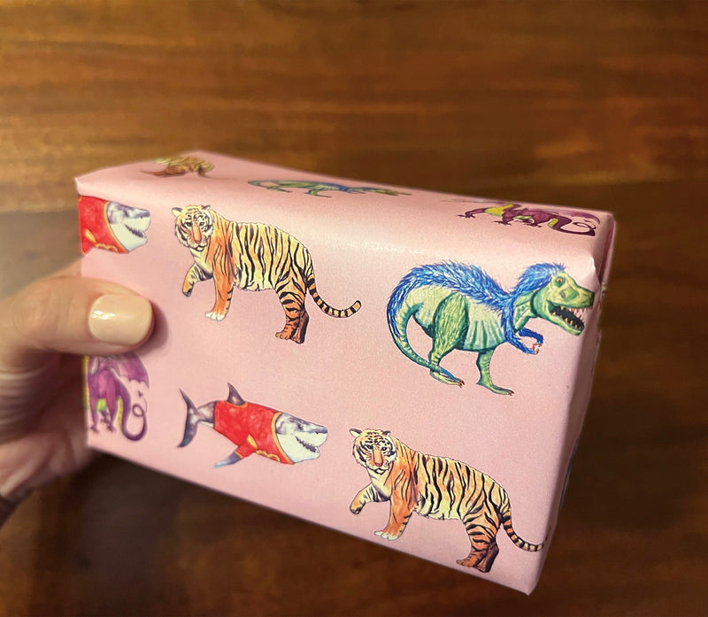 11'' X 17'' Printable Dinosaur, Dragon, Shark, Tiger Wrapping Paper for Kids Birthday