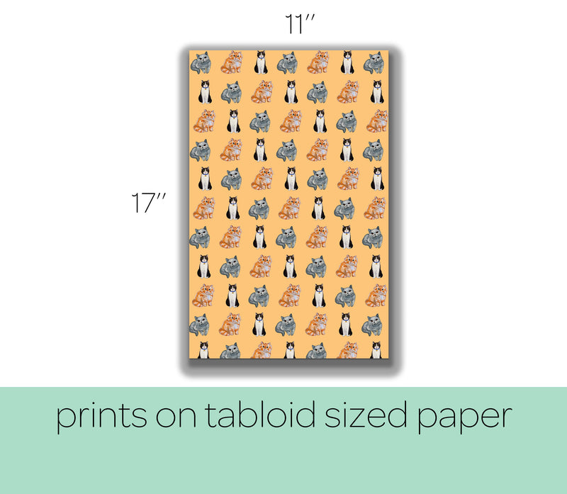 11'' X 17'' Printable Cat Wrapping Paper - Cat Gift Paper