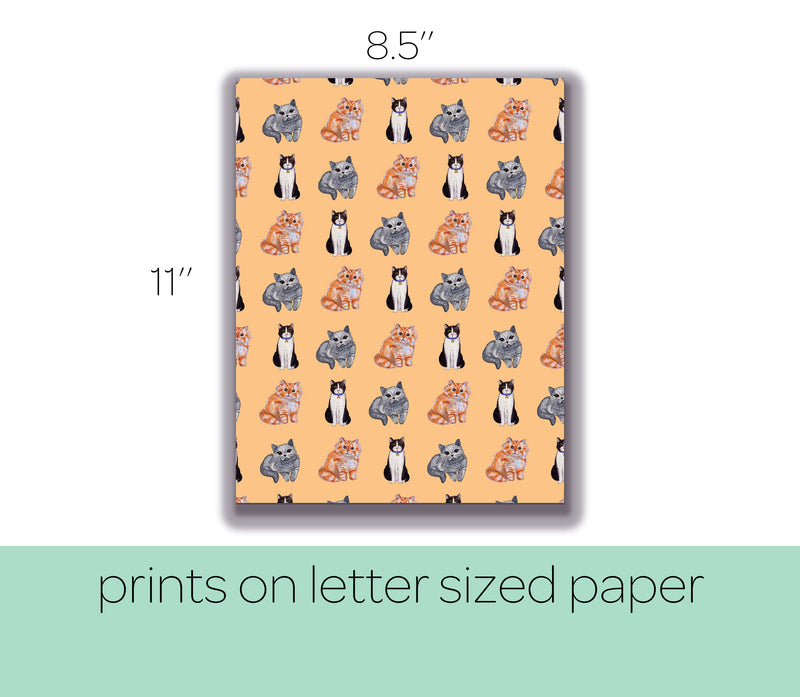 8.5'' X 11'' Printable Cat Wrapping Paper - Cat Gift Paper