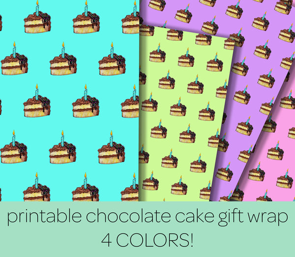 8.5'' X 11'' Printable Birthday Cake Wrapping Paper - Cake Gift Paper