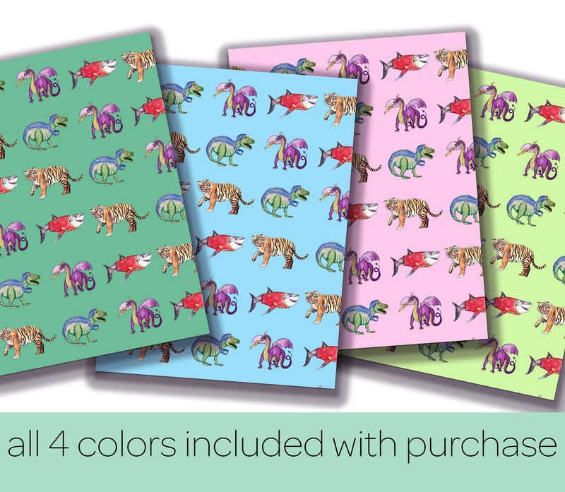 11'' X 17'' Printable Dinosaur, Dragon, Shark, Tiger Wrapping Paper for Kids Birthday