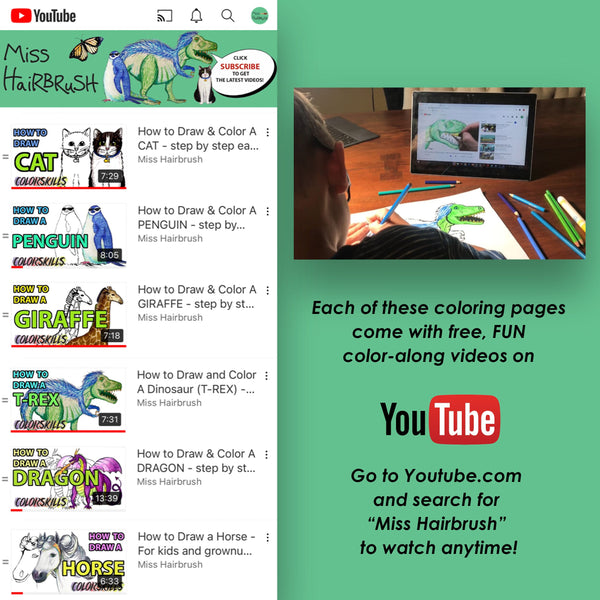 Coloring Tutorial Coloring Book for Kids- Tutorial Videos - Art Activity - Educational Gift