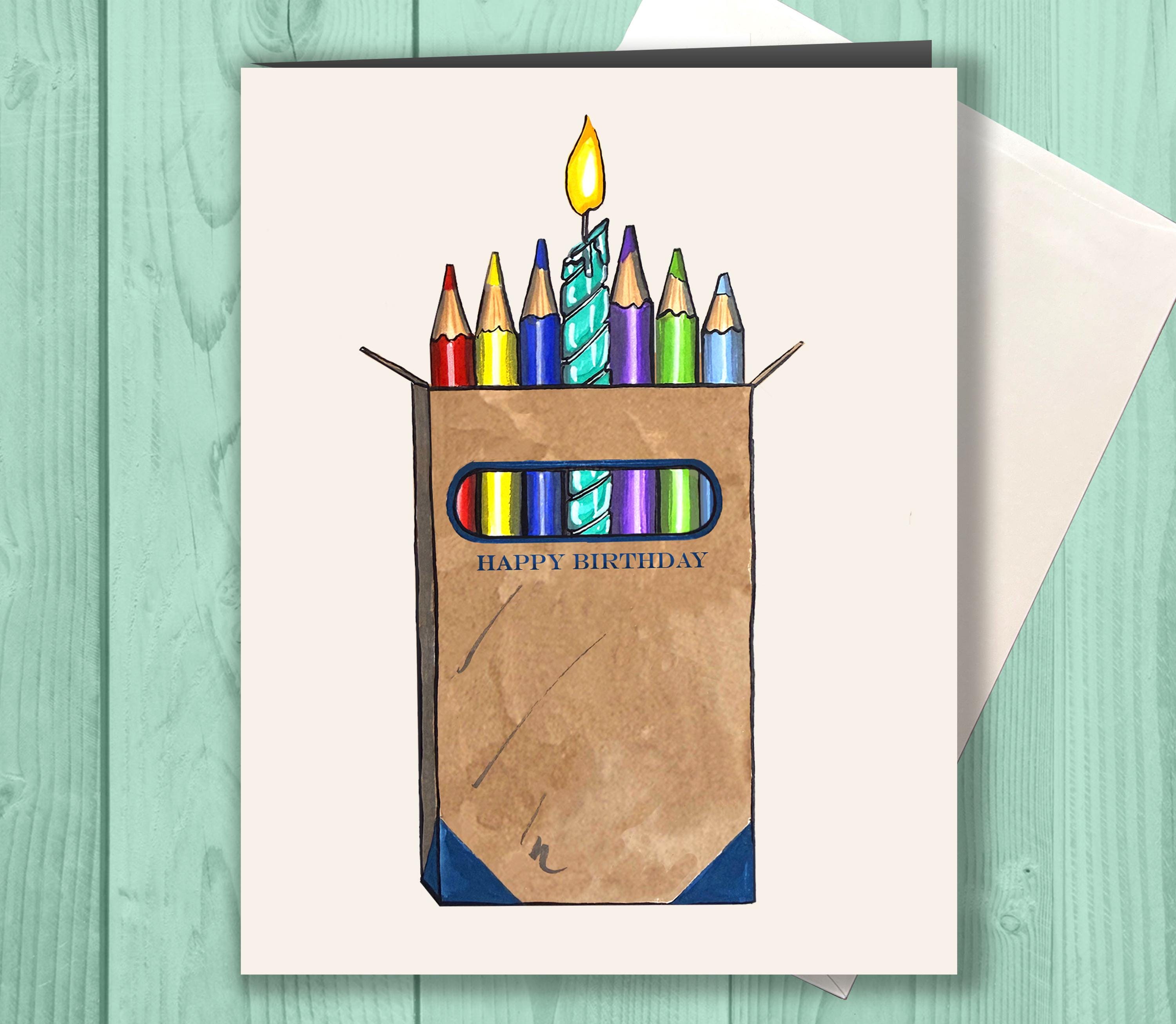 Artist Birthday Card, Art Teacher Birthday Card, Colored Pencil Birthday Card, Birthday Card for Artist, Art Lover Gift, Creative Birthday