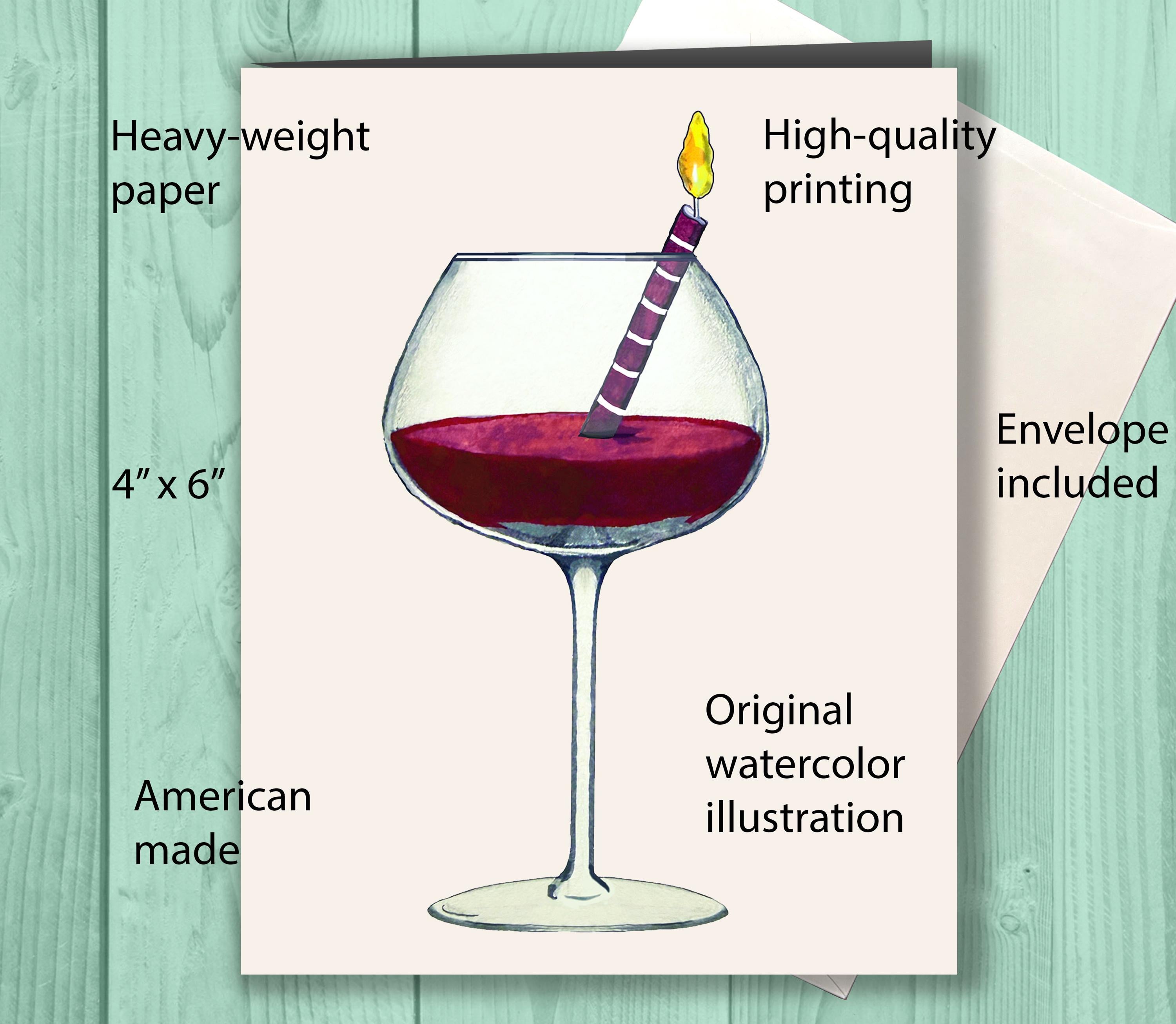 Wine Birthday Card, Wine Lover Gift, Wine Enthusiast Birthday Card, Red Wine Card, Wine Drinking Gift, Funny Birthday Card