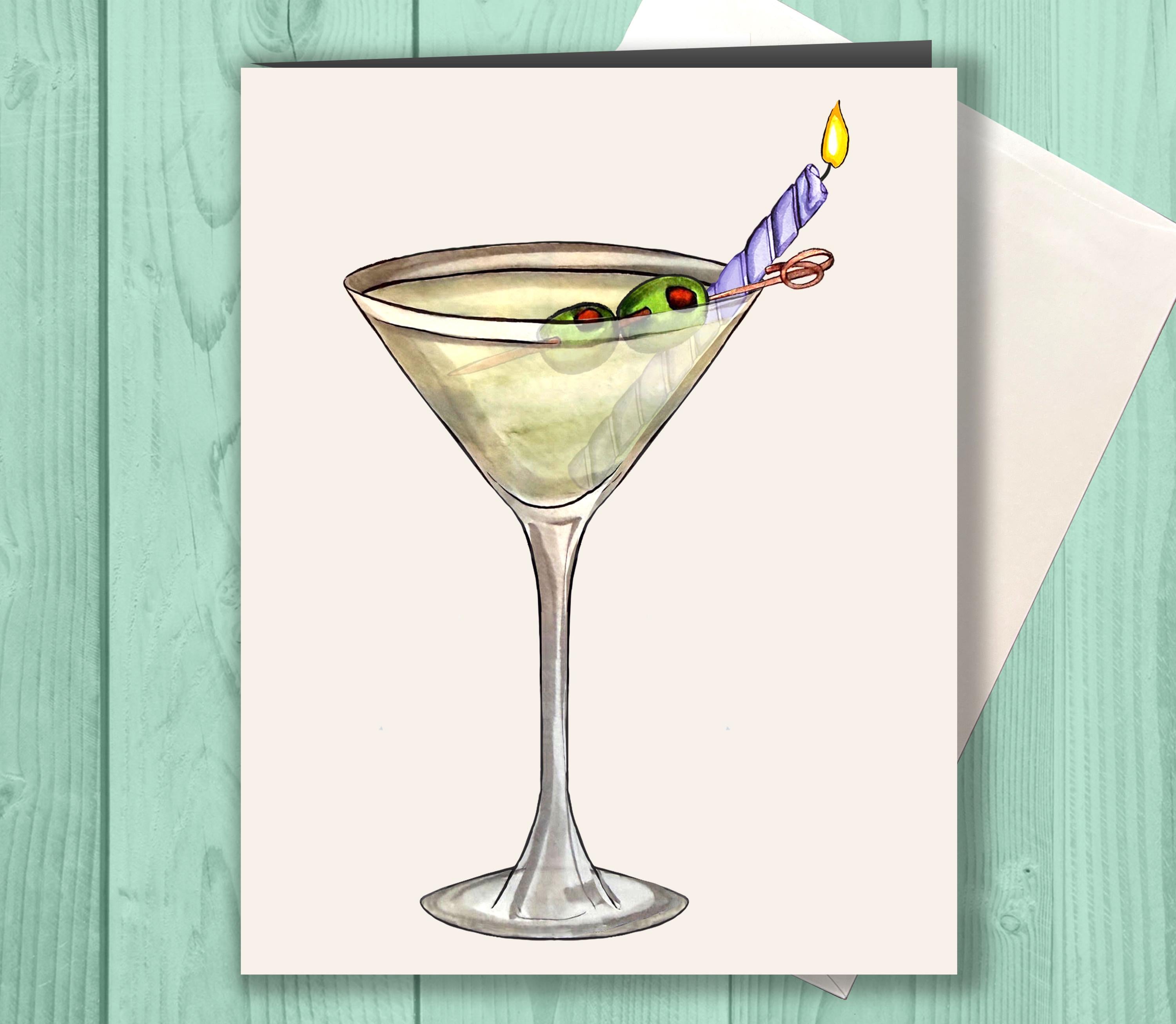 Martini Birthday Card – Birthday Card for a Martini Lover, Cocktail Card