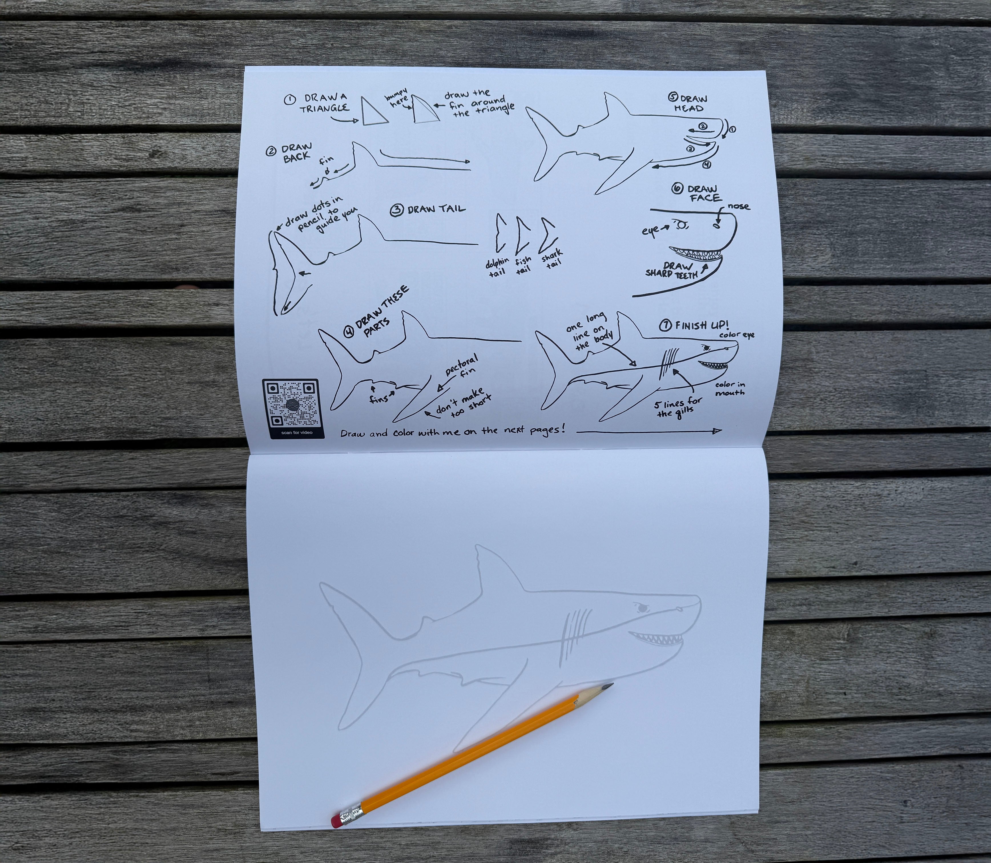 Step-by-step drawing practice page from COLORSKILLS drawing book for kids