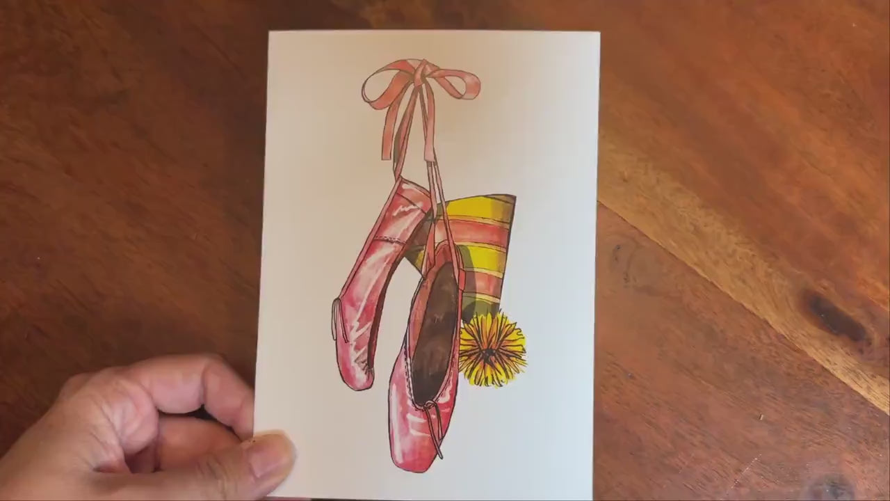 Ballet Birthday Card, Ballerina Birthday Card, Dance Lover Gift, Ballet Shoes Card, Dancer Birthday Card, Cute Dance Birthday Card