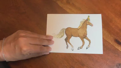 Horse Lover's Birthday Card - Horse Birthday - Palomino Hand Drawn Watercolor Birthday Cards