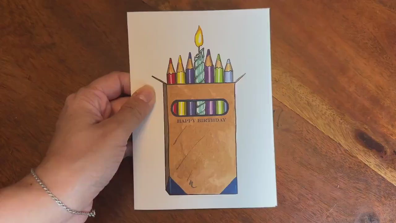 Artist Birthday Card, Art Teacher Birthday Card, Colored Pencil Birthday Card, Birthday Card for Artist, Art Lover Gift, Creative Birthday